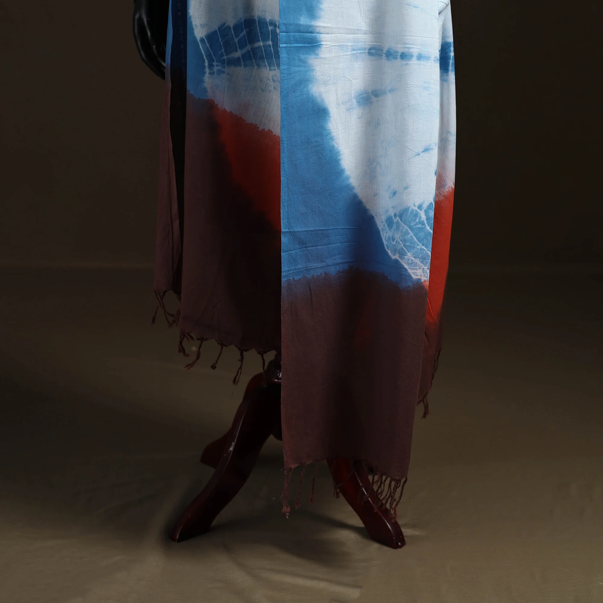 Shibori Tie-Dye Cotton Dupatta with Tassels 26 - Image 4