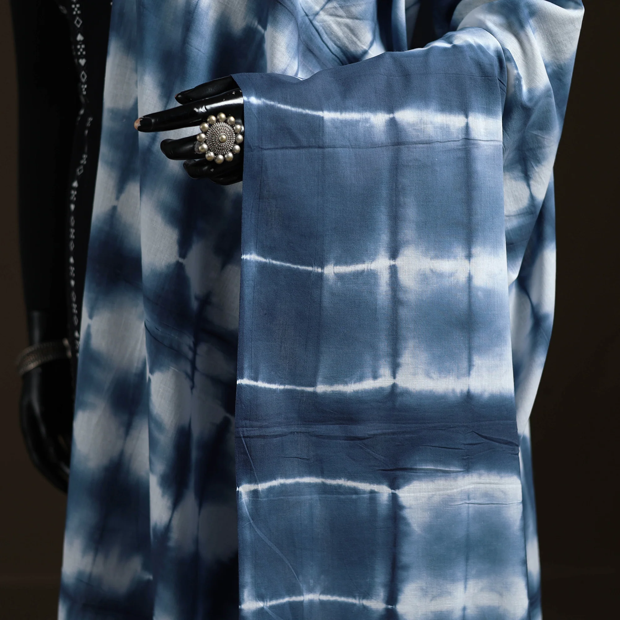 Shibori Tie-Dye Cotton Dupatta with Tassels 27 - Image 3
