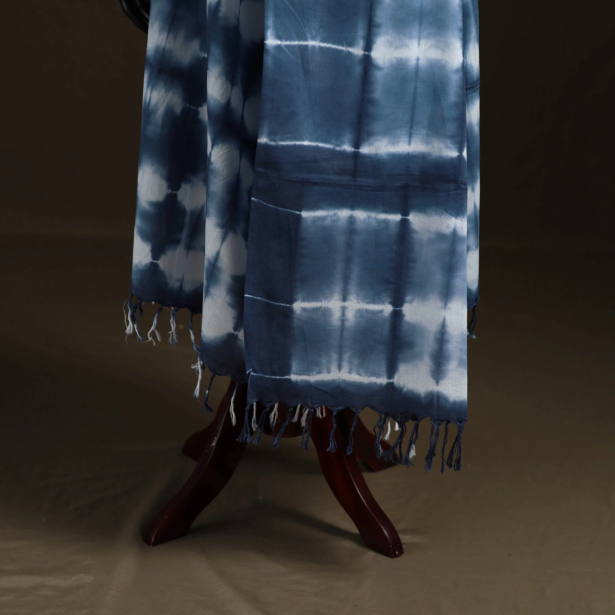 Shibori Tie-Dye Cotton Dupatta with Tassels 27 - Image 4