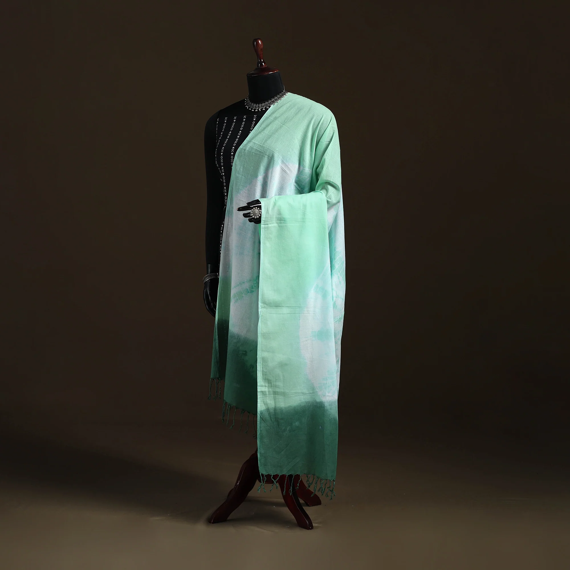 Shibori Tie-Dye Cotton Dupatta with Tassels 28