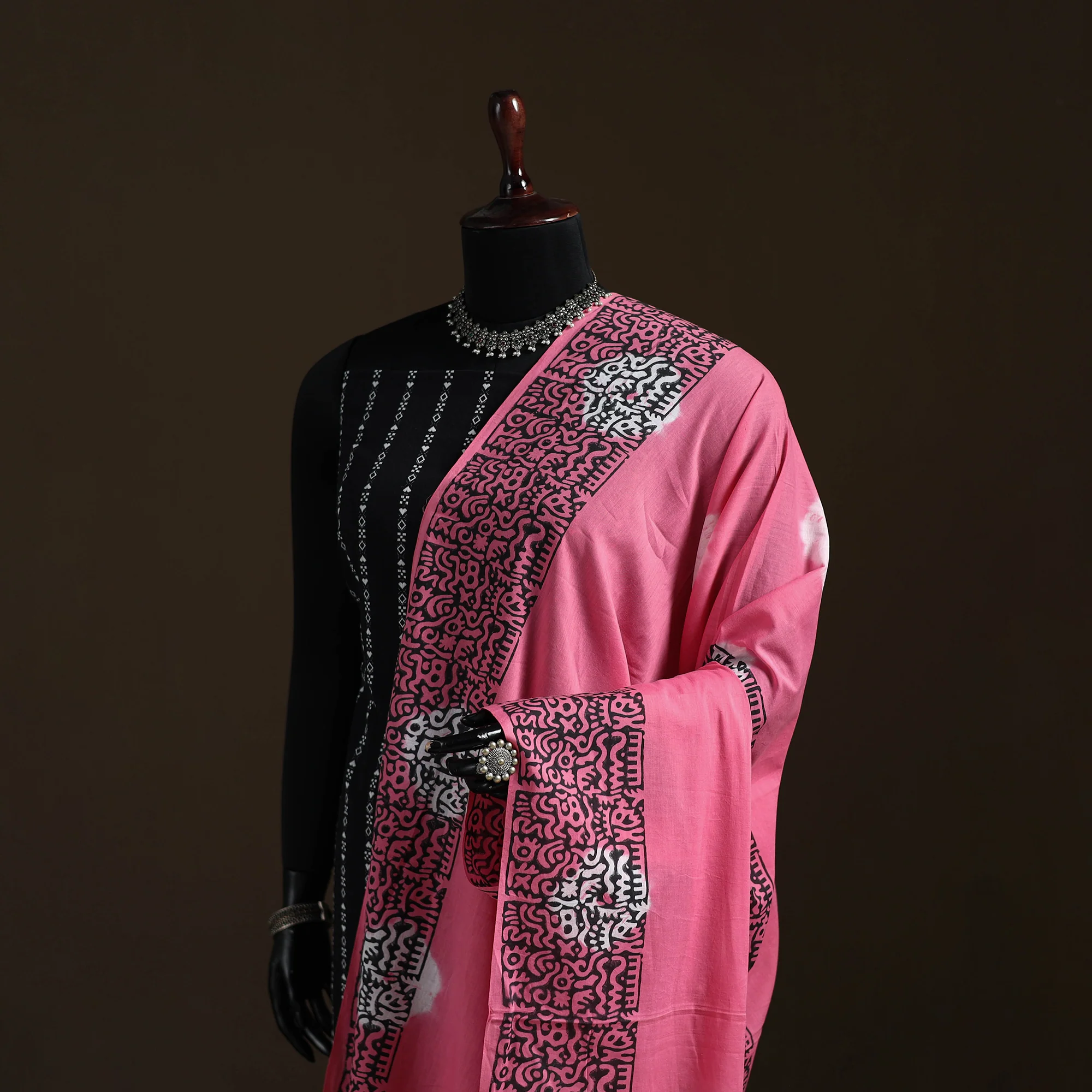 Shibori Tie-Dye Cotton Dupatta with Tassels 31 - Image 2