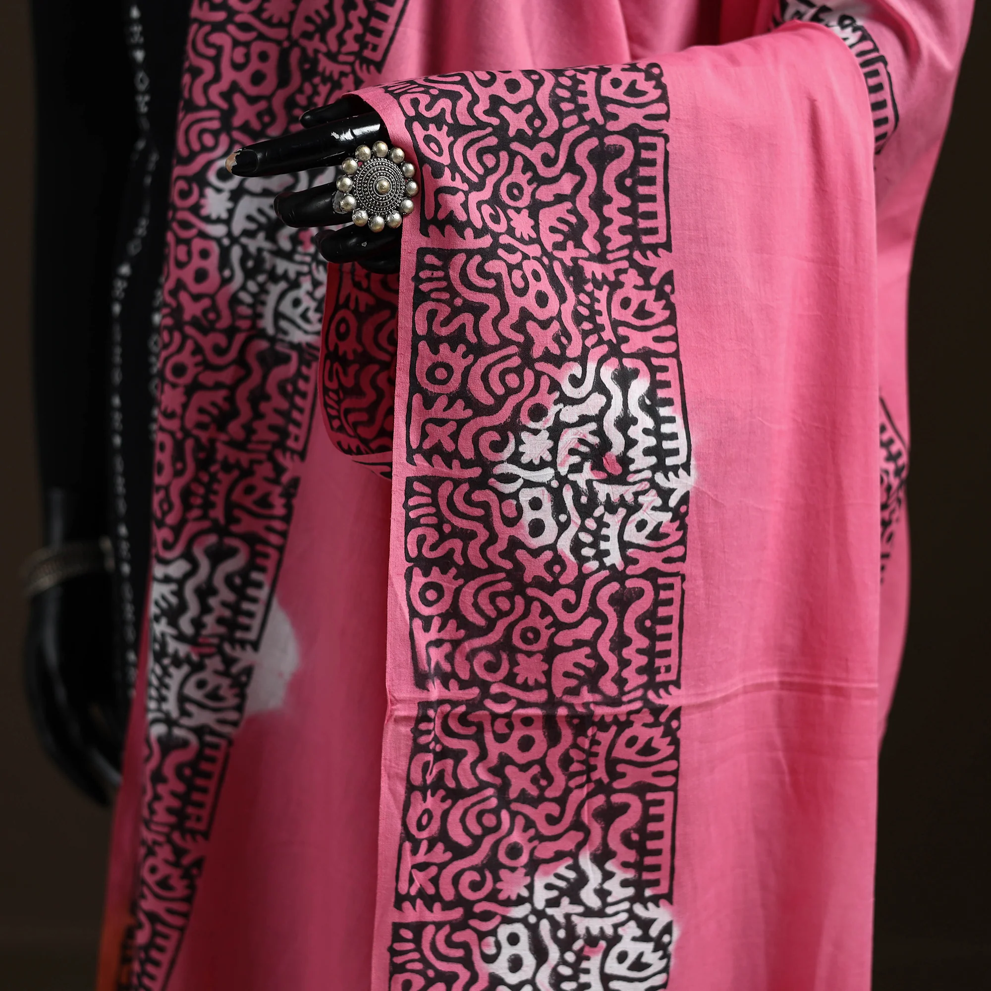 Shibori Tie-Dye Cotton Dupatta with Tassels 31 - Image 3