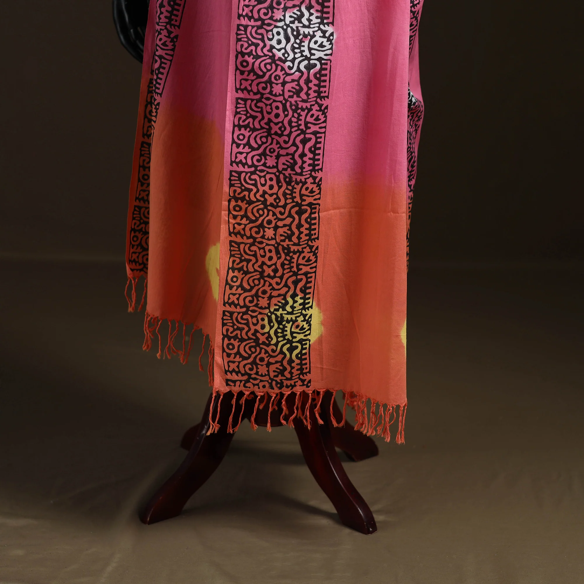 Shibori Tie-Dye Cotton Dupatta with Tassels 31 - Image 4
