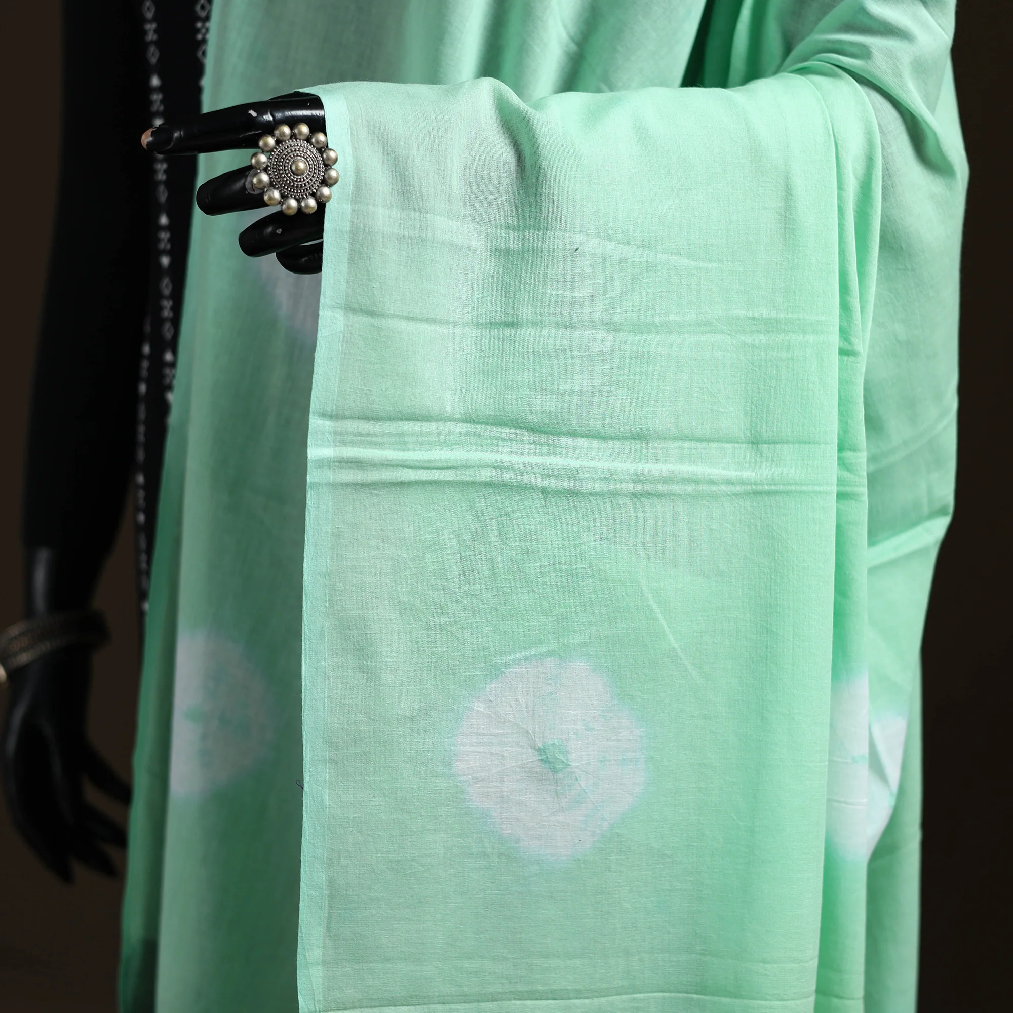 Shibori Tie-Dye Cotton Dupatta with Tassels 32 - Image 3