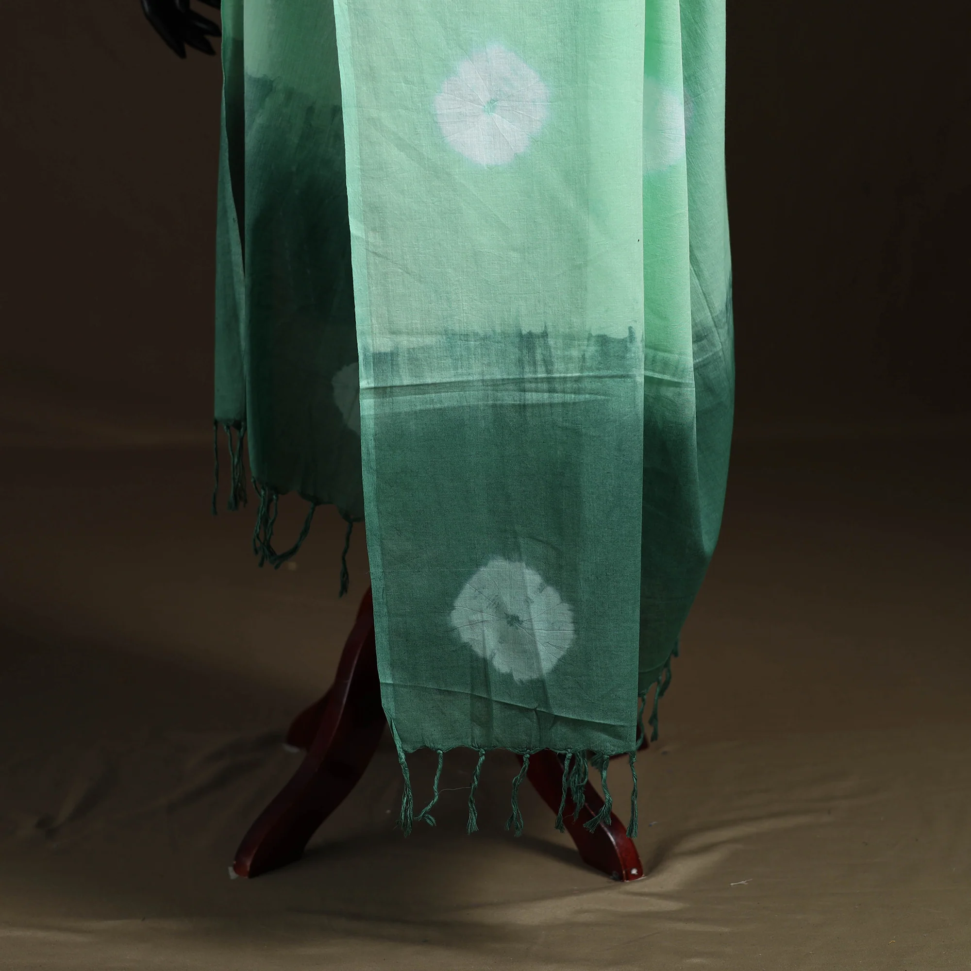 Shibori Tie-Dye Cotton Dupatta with Tassels 32 - Image 4