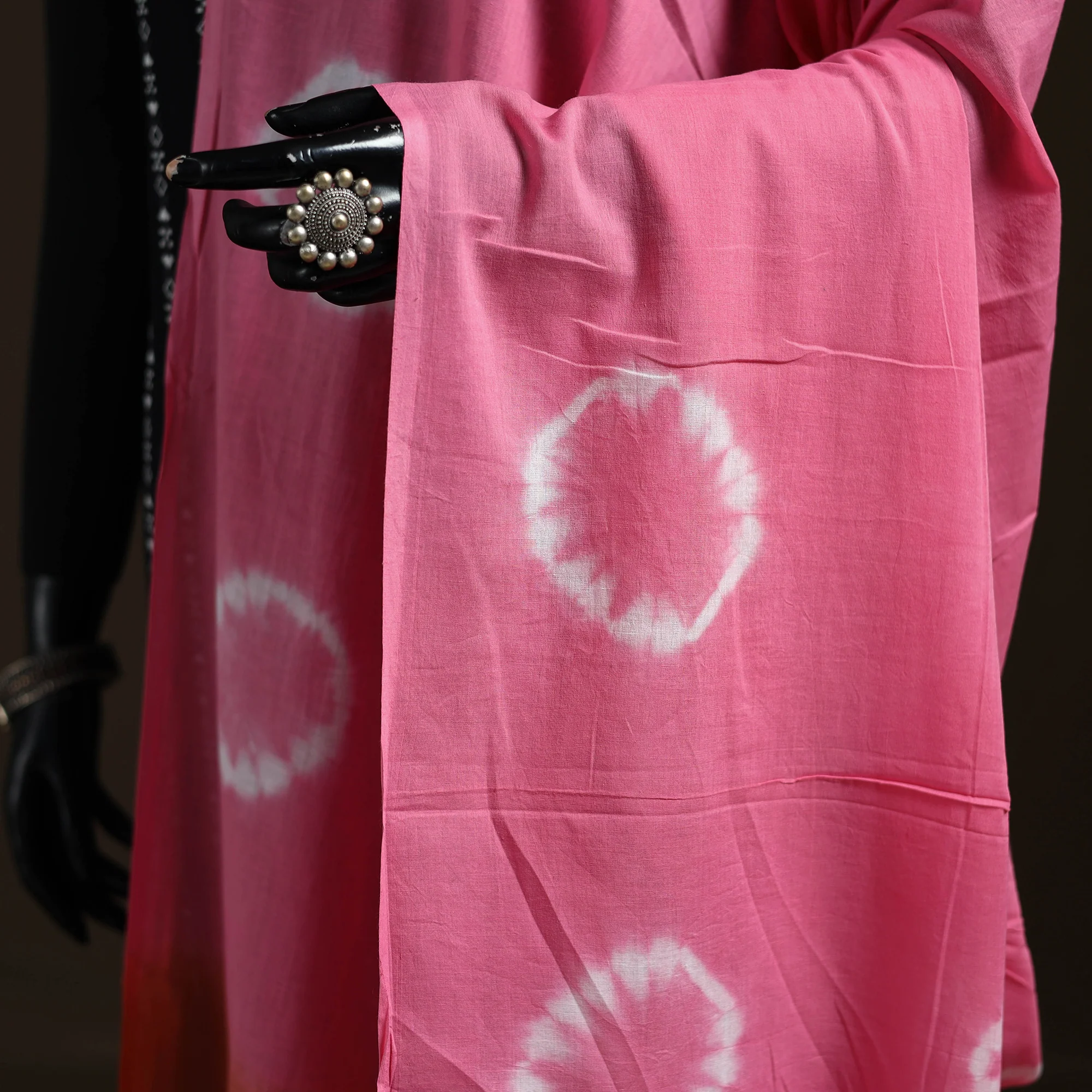 Shibori Tie-Dye Cotton Dupatta with Tassels 34 - Image 3