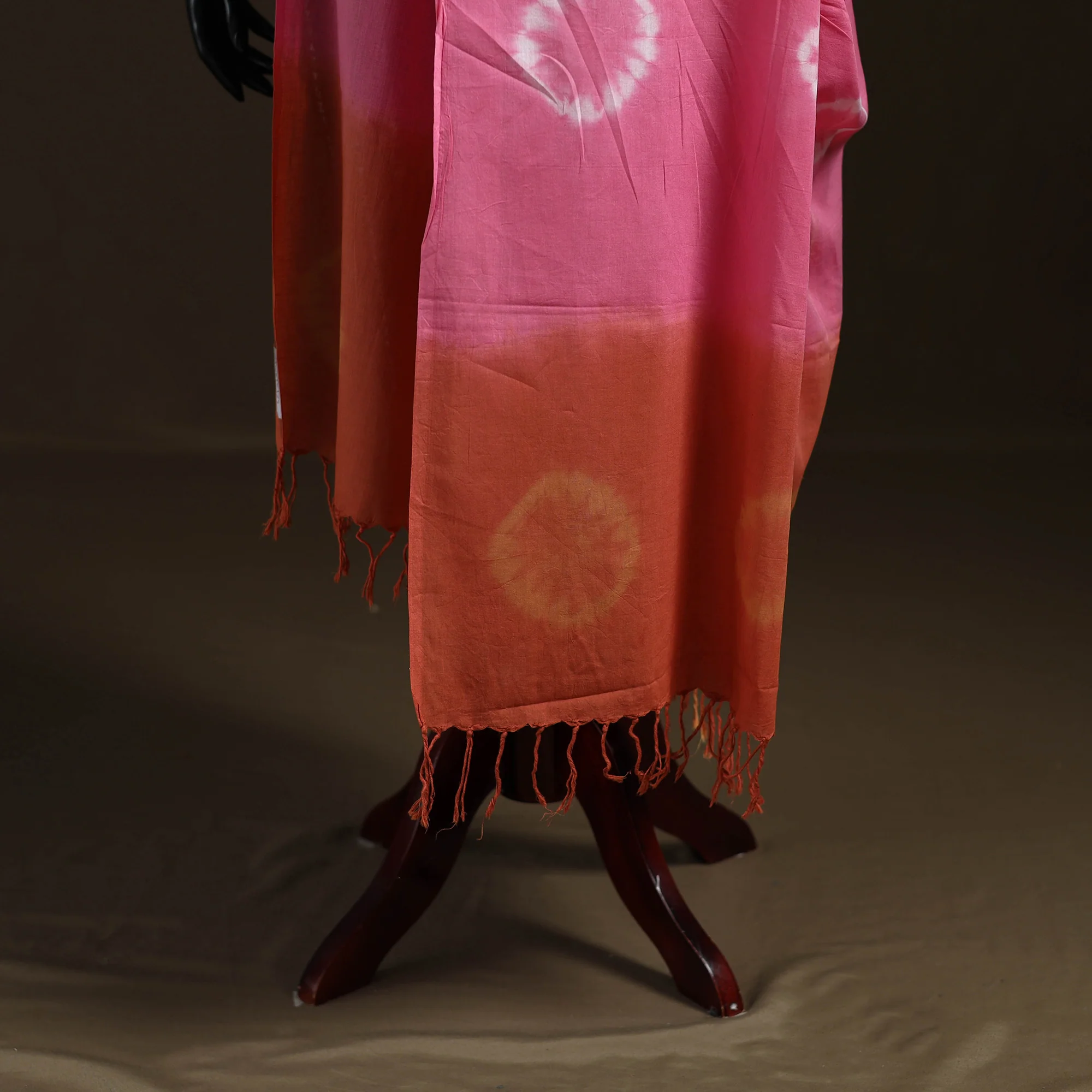 Shibori Tie-Dye Cotton Dupatta with Tassels 34 - Image 4