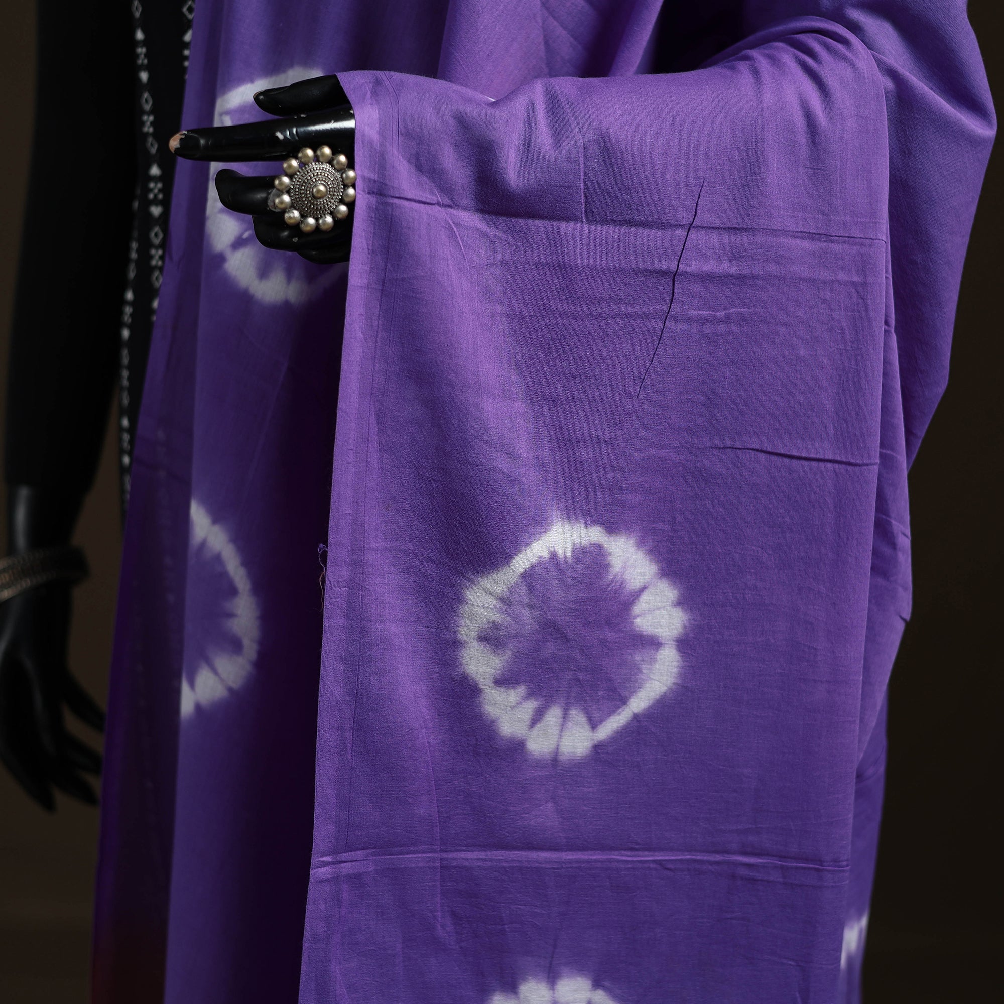 Shibori Tie-Dye Cotton Dupatta with Tassels 35 - Image 3