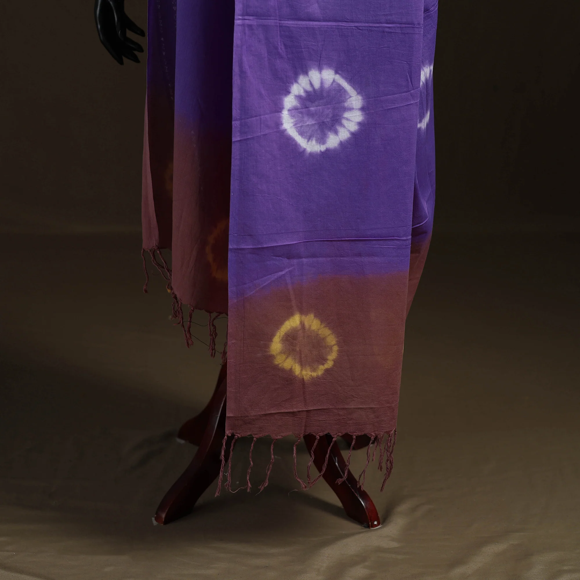 Shibori Tie-Dye Cotton Dupatta with Tassels 35 - Image 4