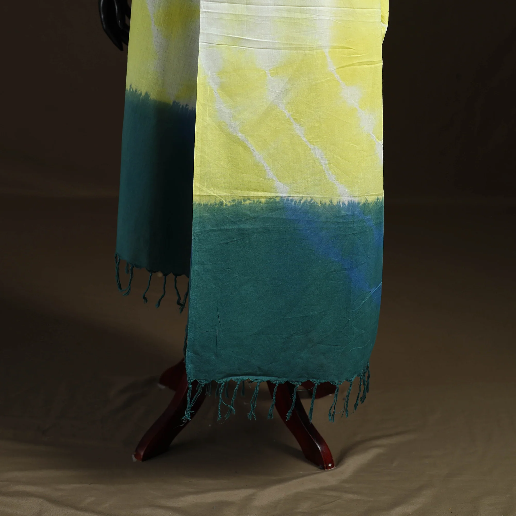 Shibori Tie-Dye Cotton Dupatta with Tassels 37 - Image 4