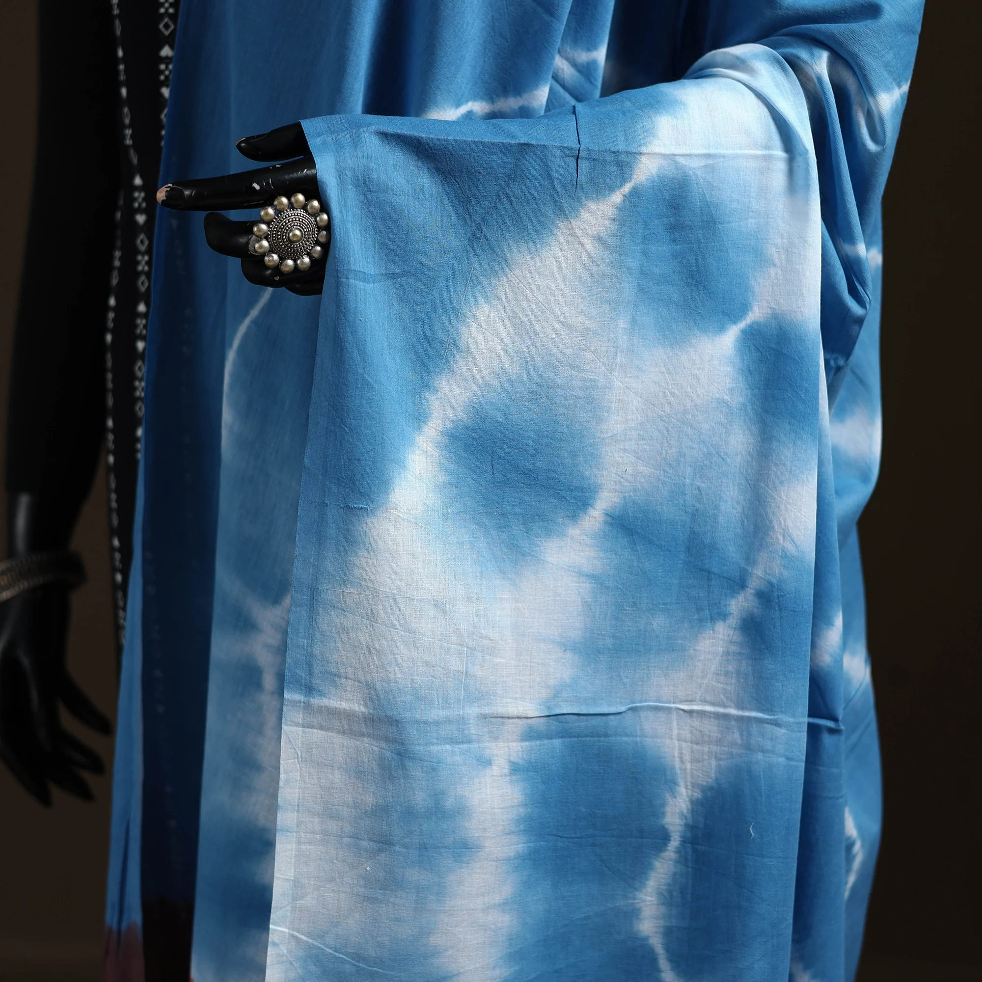 Shibori Tie-Dye Cotton Dupatta with Tassels 38 - Image 3