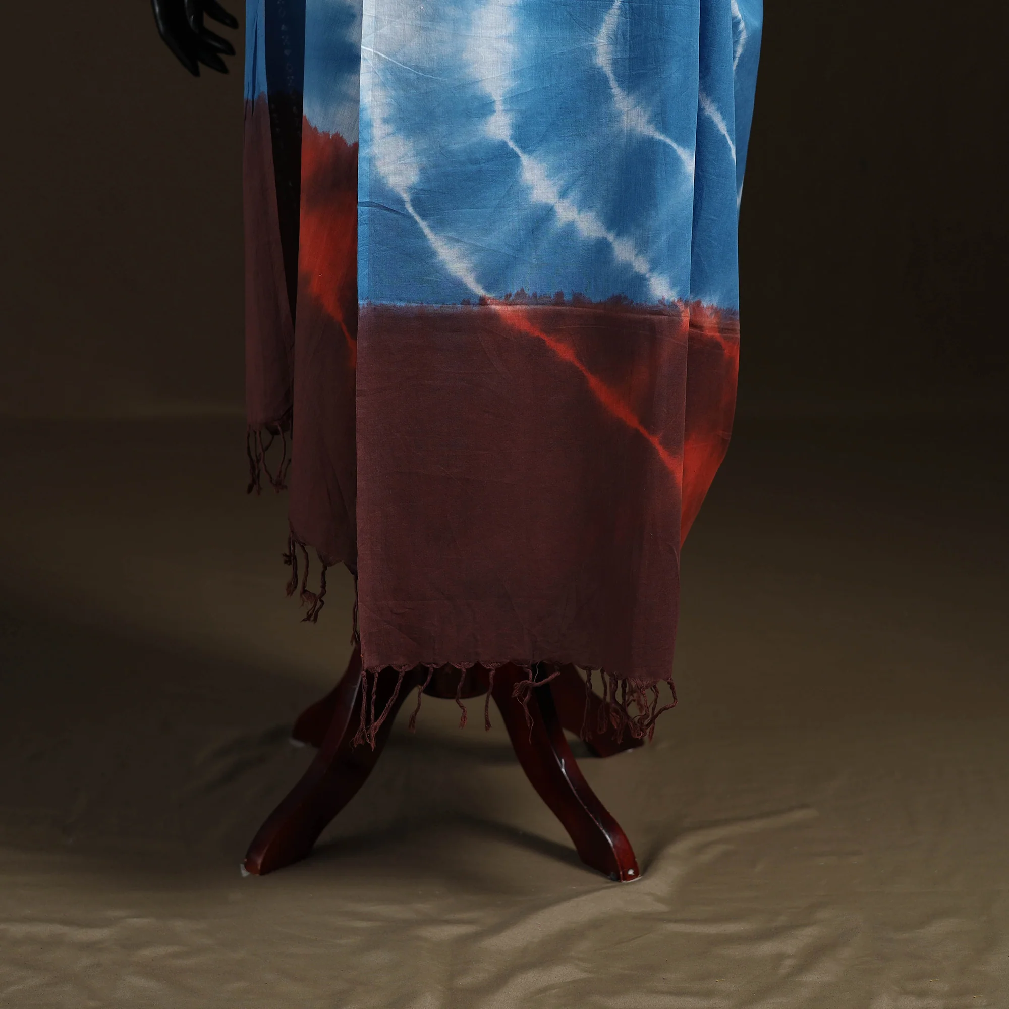 Shibori Tie-Dye Cotton Dupatta with Tassels 38 - Image 4