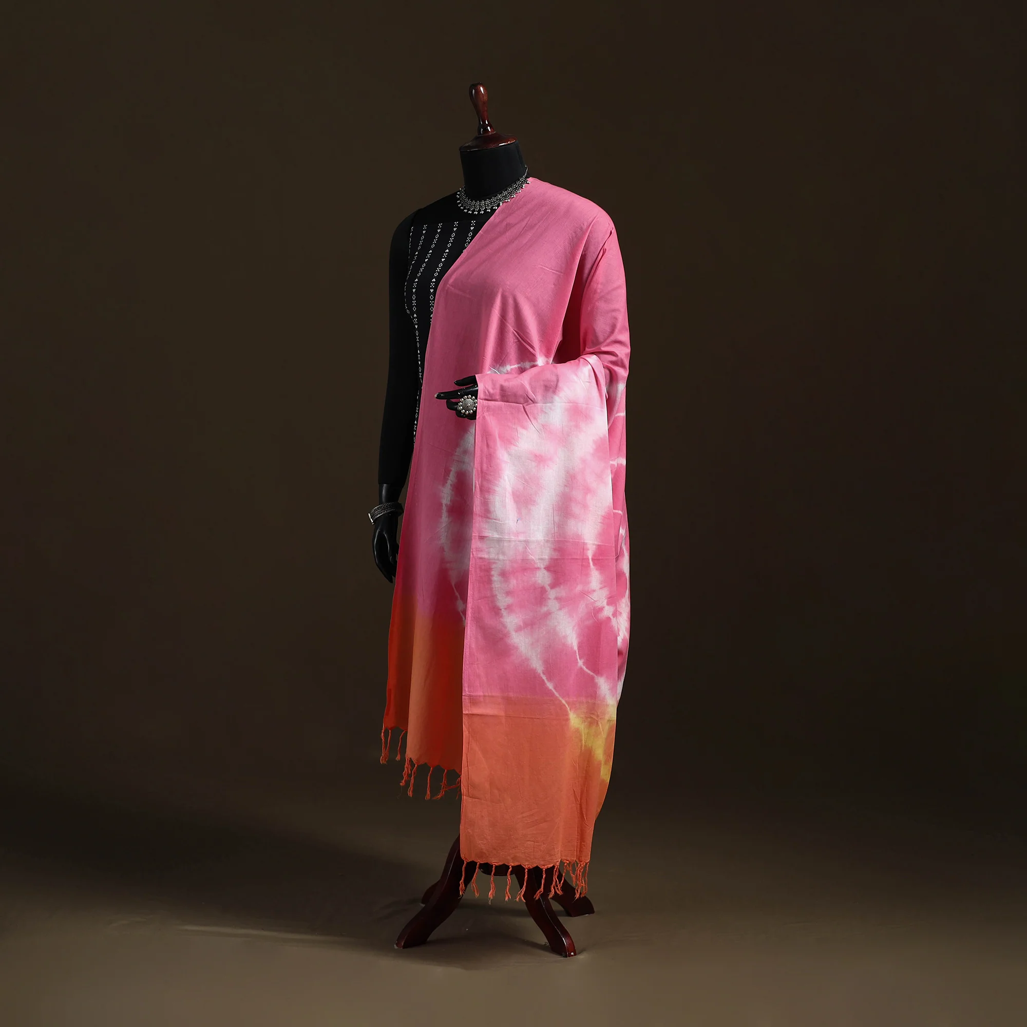 Shibori Tie-Dye Cotton Dupatta with Tassels 39