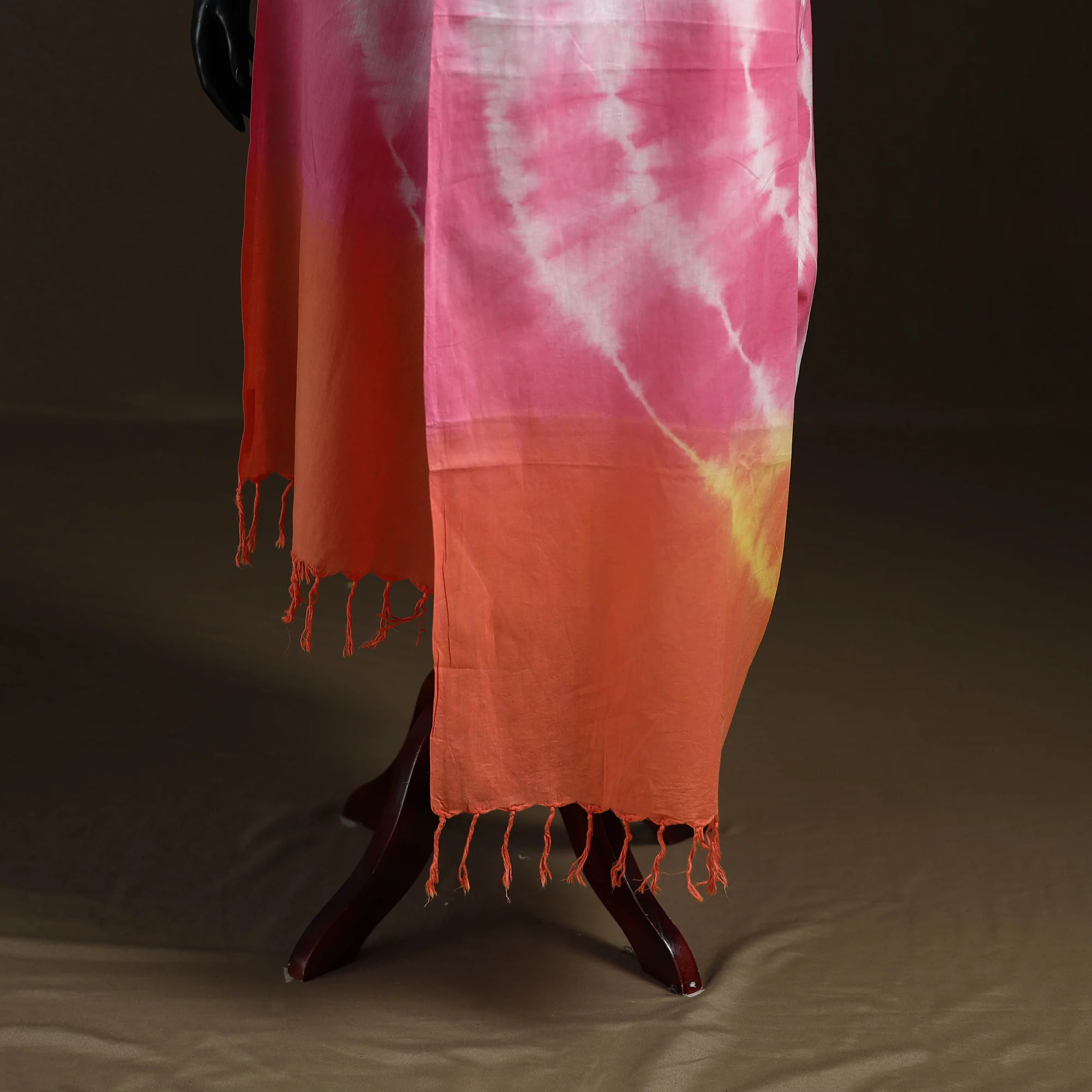 Shibori Tie-Dye Cotton Dupatta with Tassels 39 - Image 4