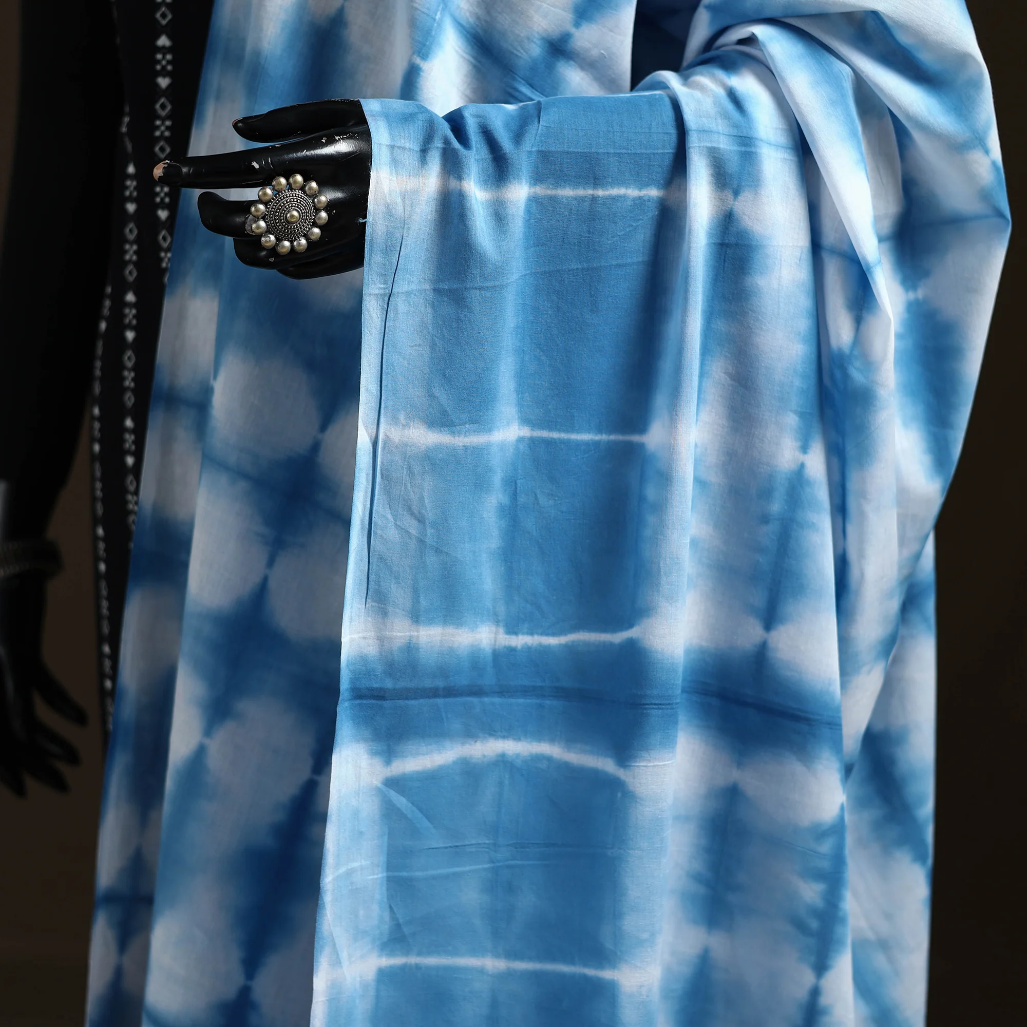 Shibori Tie-Dye Cotton Dupatta with Tassels 40 - Image 3