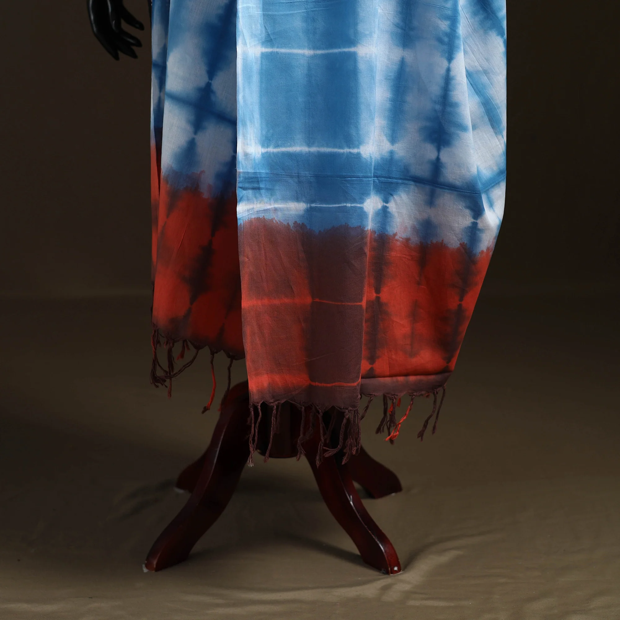 Shibori Tie-Dye Cotton Dupatta with Tassels 40 - Image 4