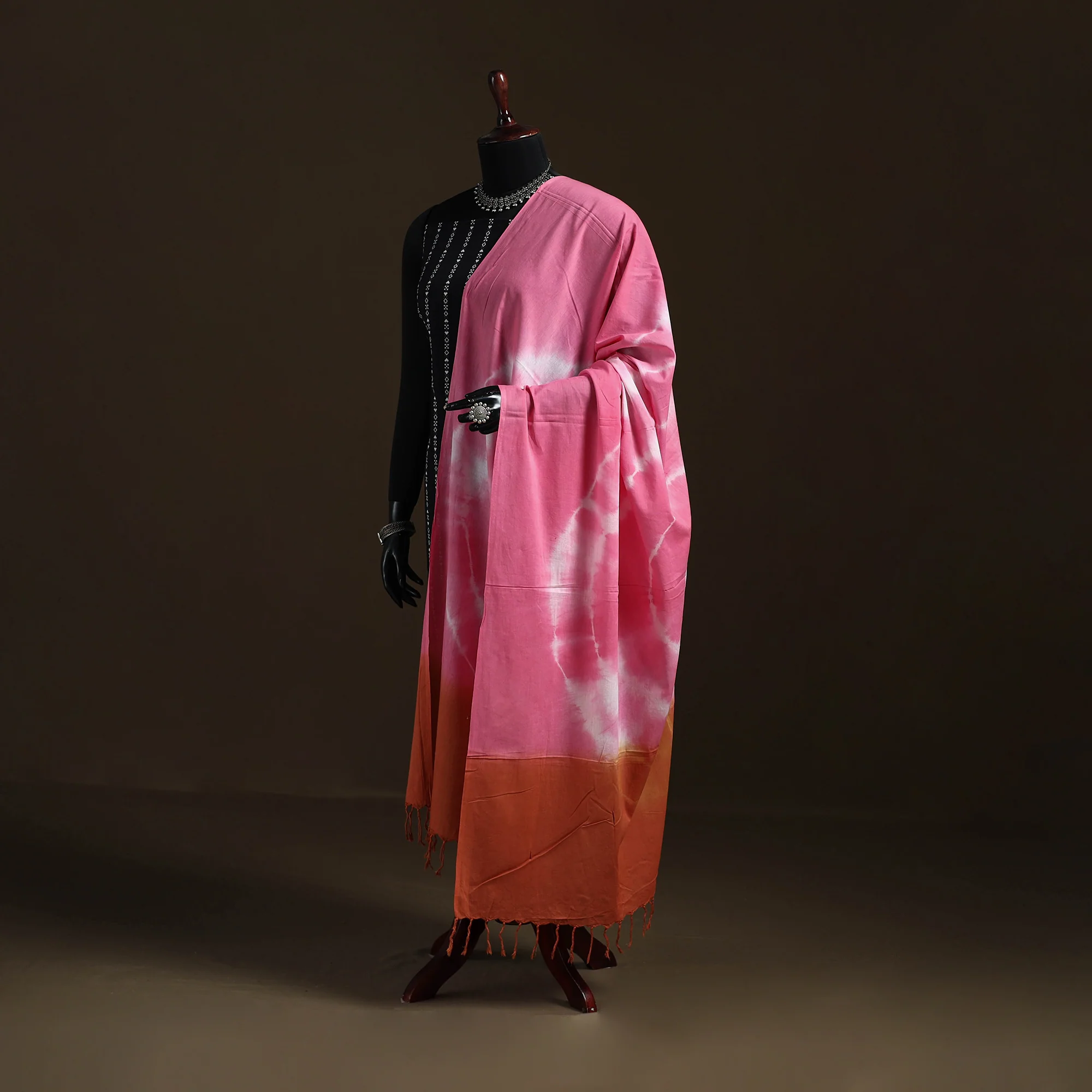 Shibori Tie-Dye Cotton Dupatta with Tassels 41