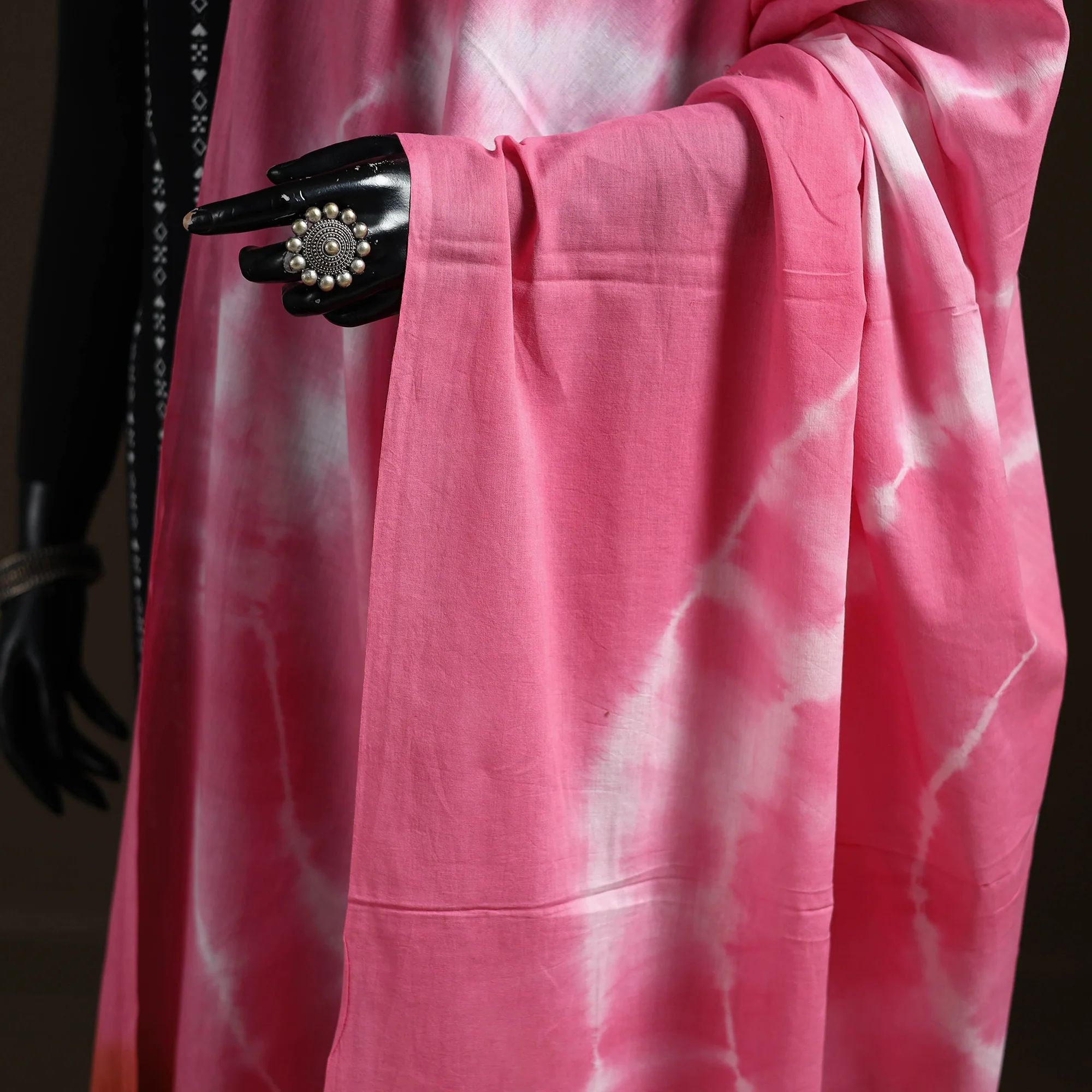 Shibori Tie-Dye Cotton Dupatta with Tassels 41 - Image 3