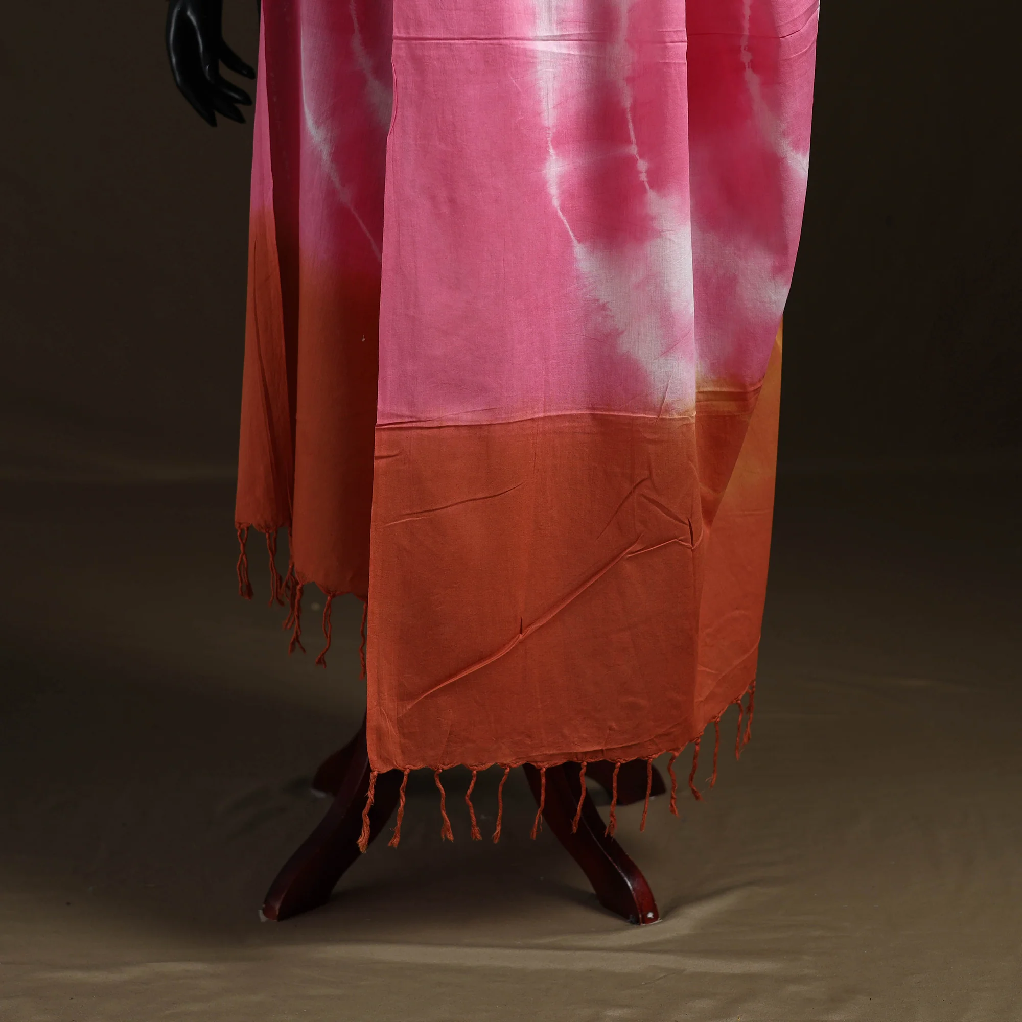 Shibori Tie-Dye Cotton Dupatta with Tassels 41 - Image 4