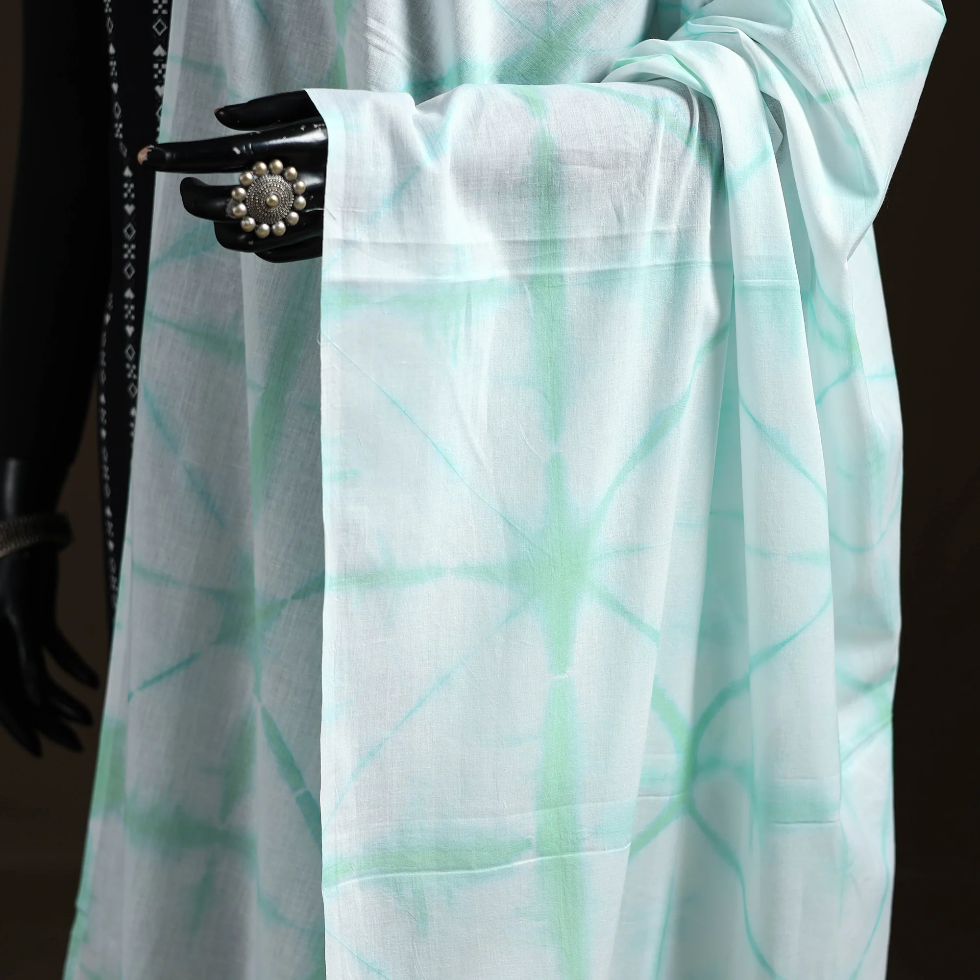 Shibori Tie-Dye Cotton Dupatta with Tassels 42 - Image 3