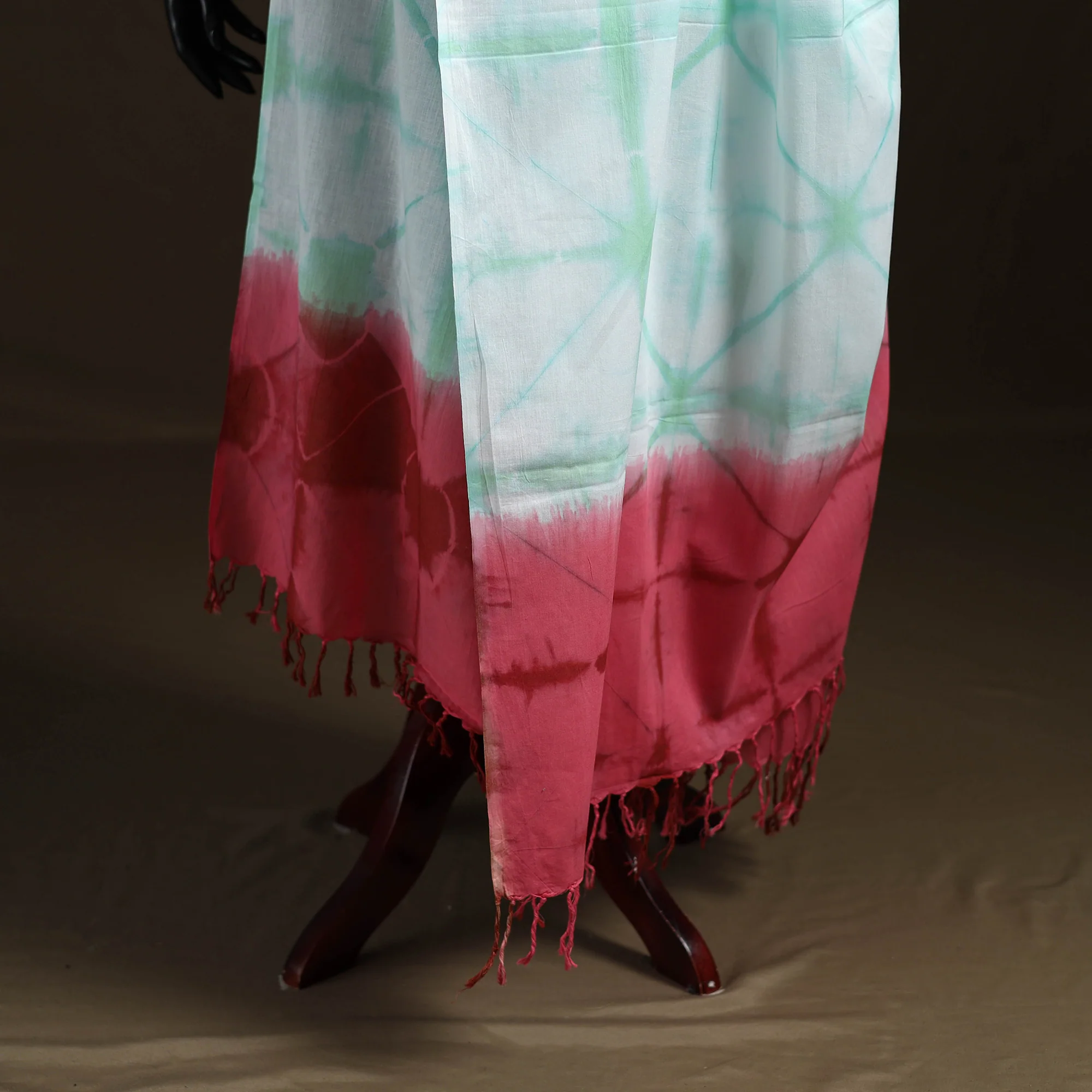 Shibori Tie-Dye Cotton Dupatta with Tassels 42 - Image 4