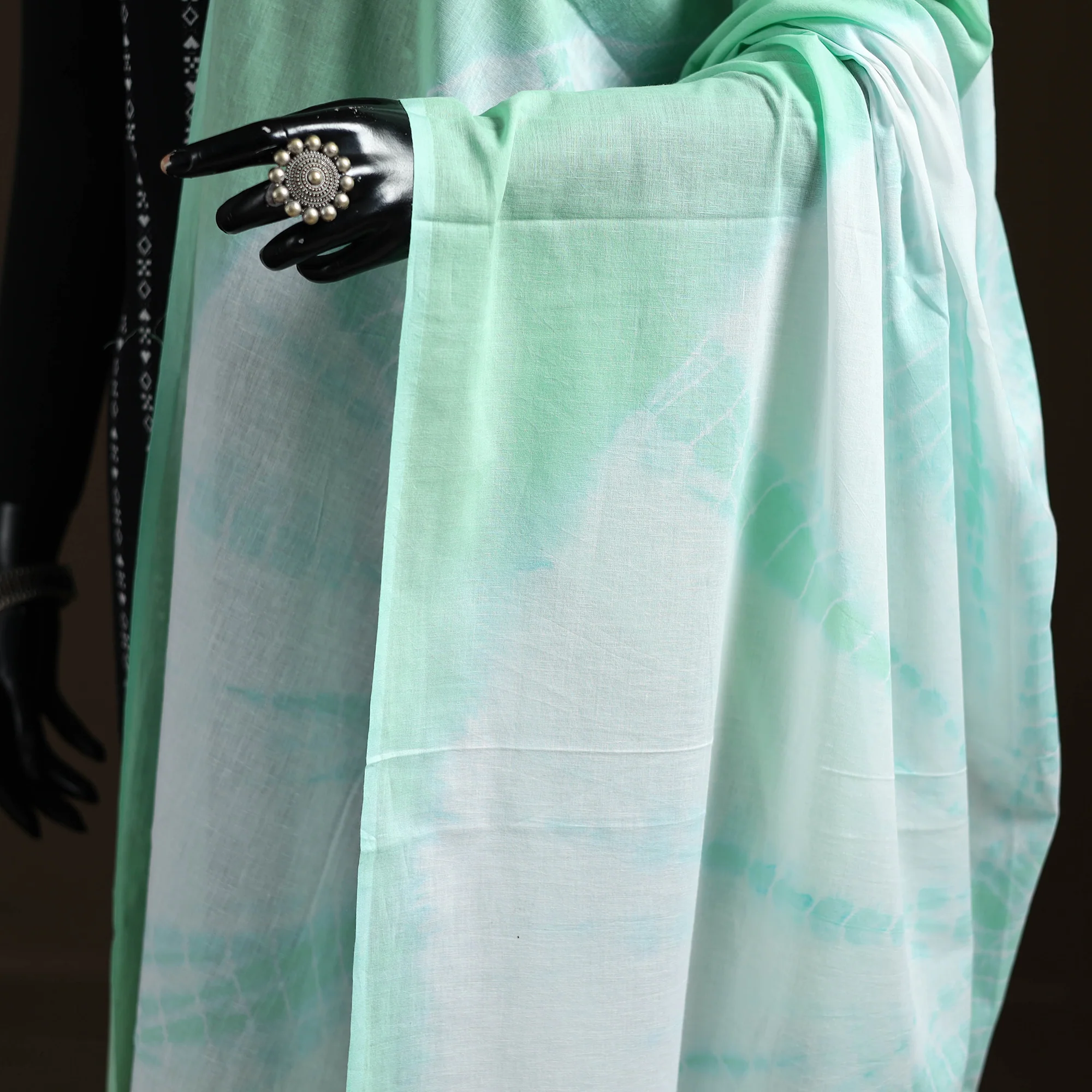 Shibori Tie-Dye Cotton Dupatta with Tassels 44 - Image 3