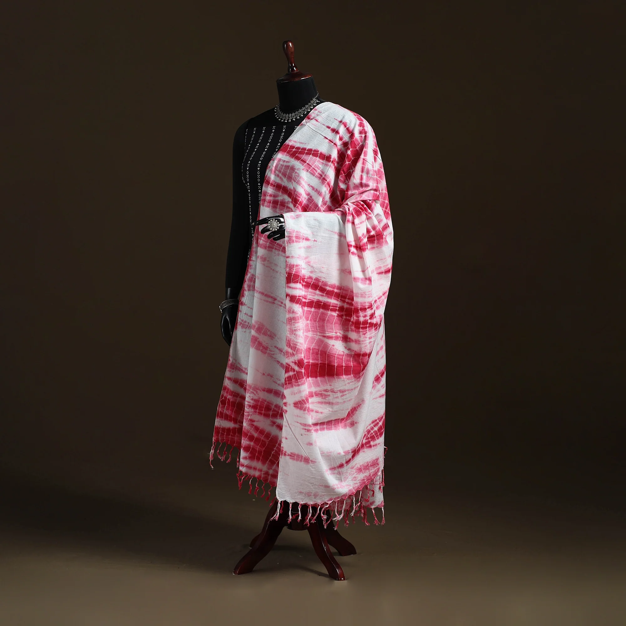 Shibori Tie-Dye Cotton Dupatta with Tassels 45