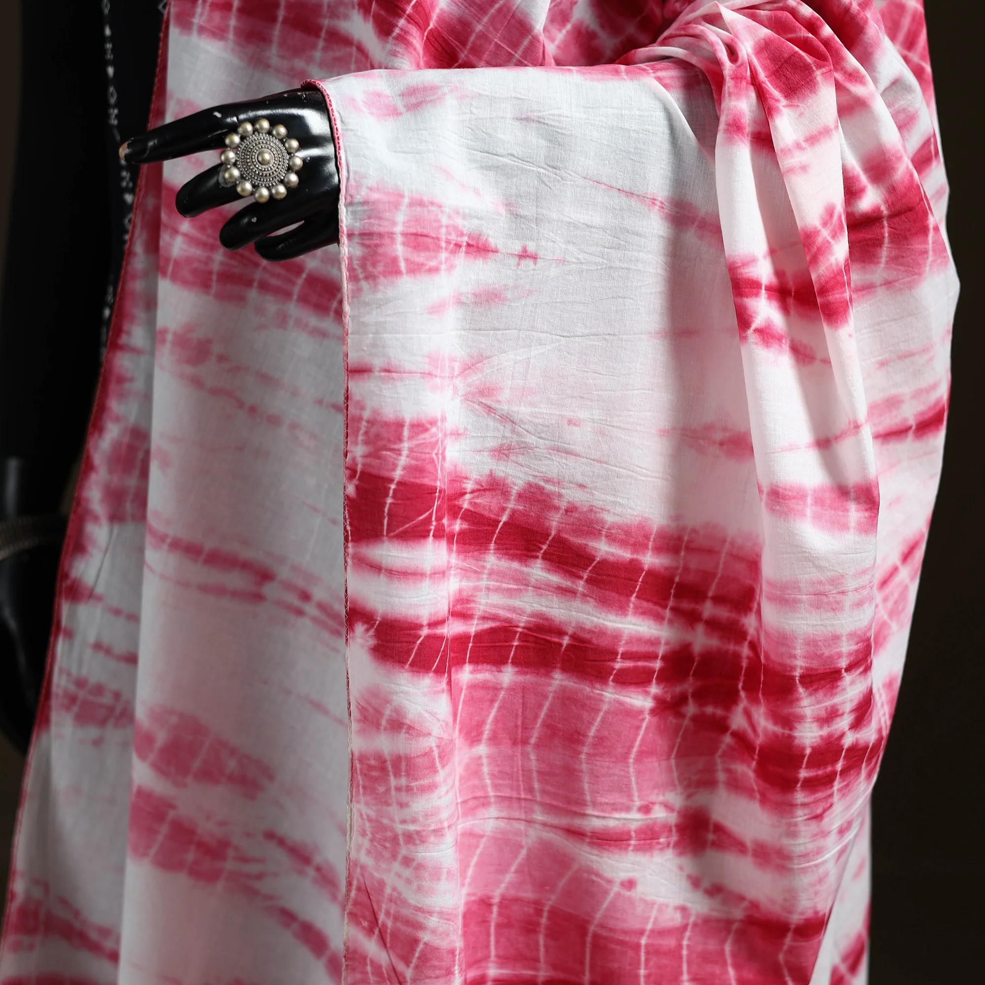 Shibori Tie-Dye Cotton Dupatta with Tassels 45 - Image 3