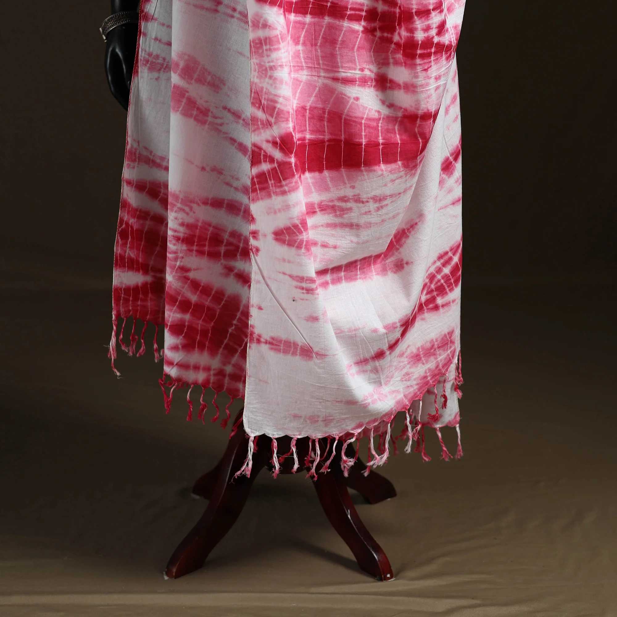 Shibori Tie-Dye Cotton Dupatta with Tassels 45 - Image 4