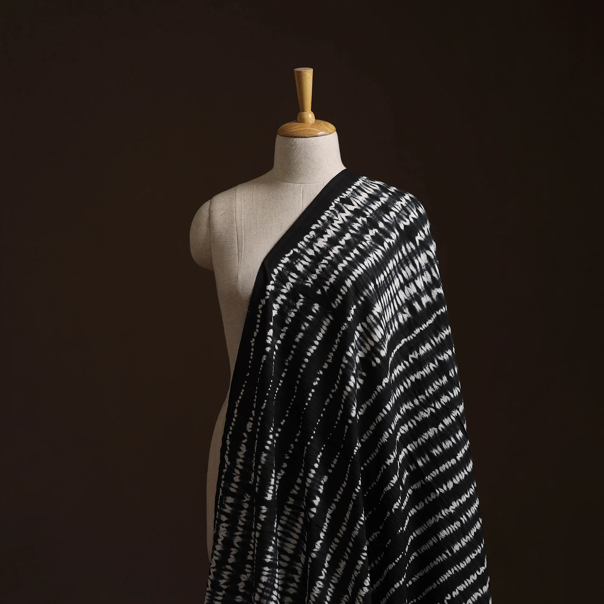 Black - Shibori Tie-Dye Pure Cotton Fabric 09