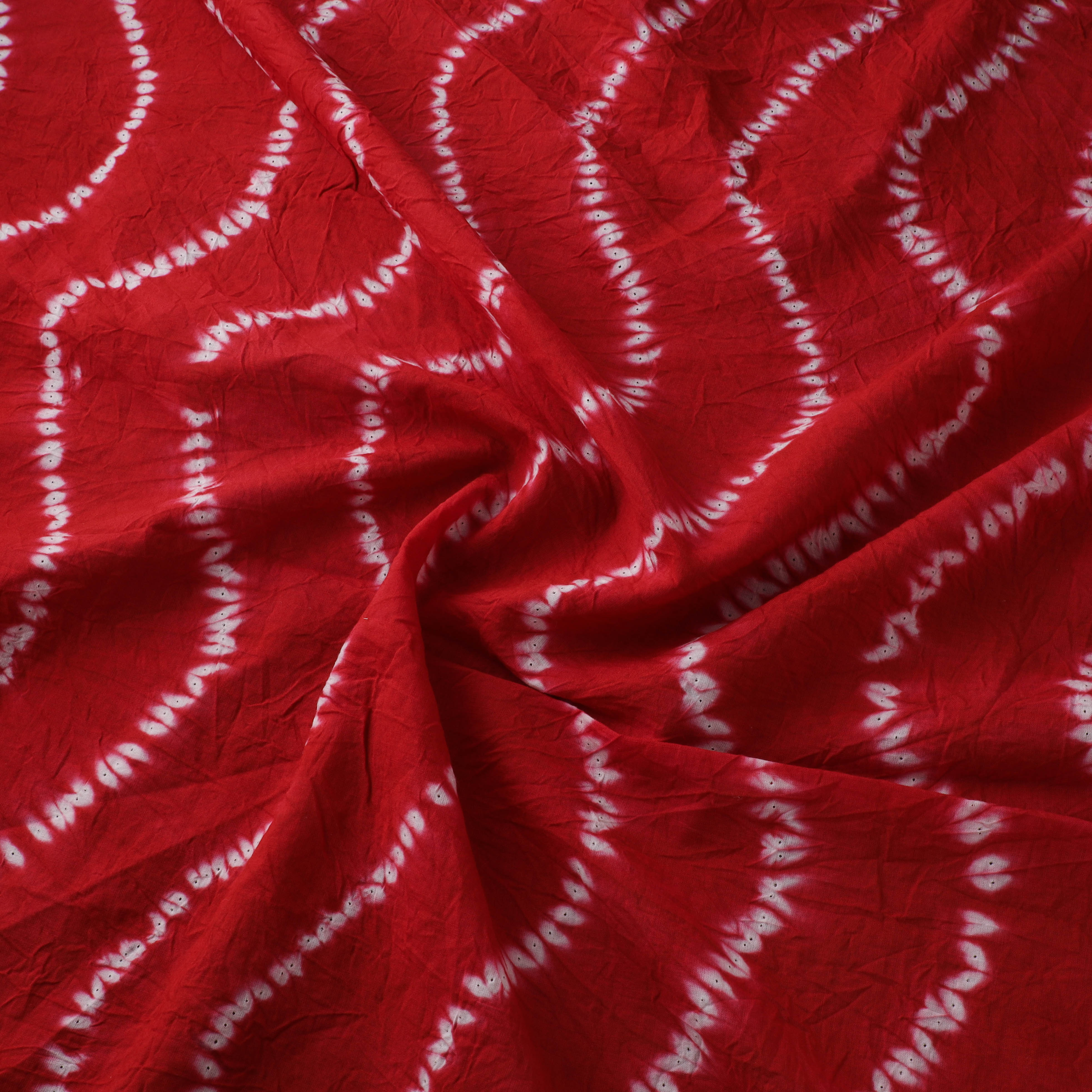Red - Shibori Tie-Dye Pure Cotton Fabric 11 - Image 3