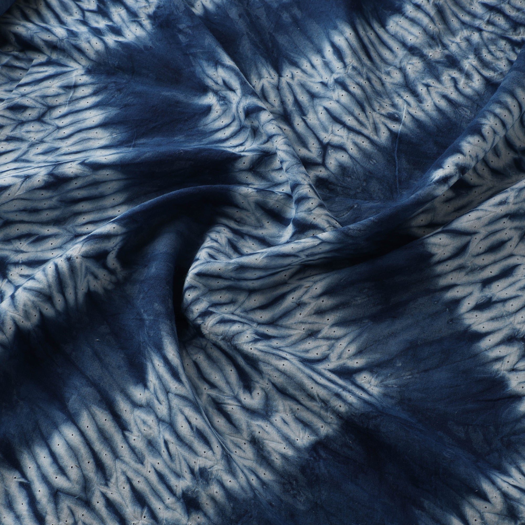 Blue - Shibori Tie-Dye Pure Cotton Fabric 12 - Image 3