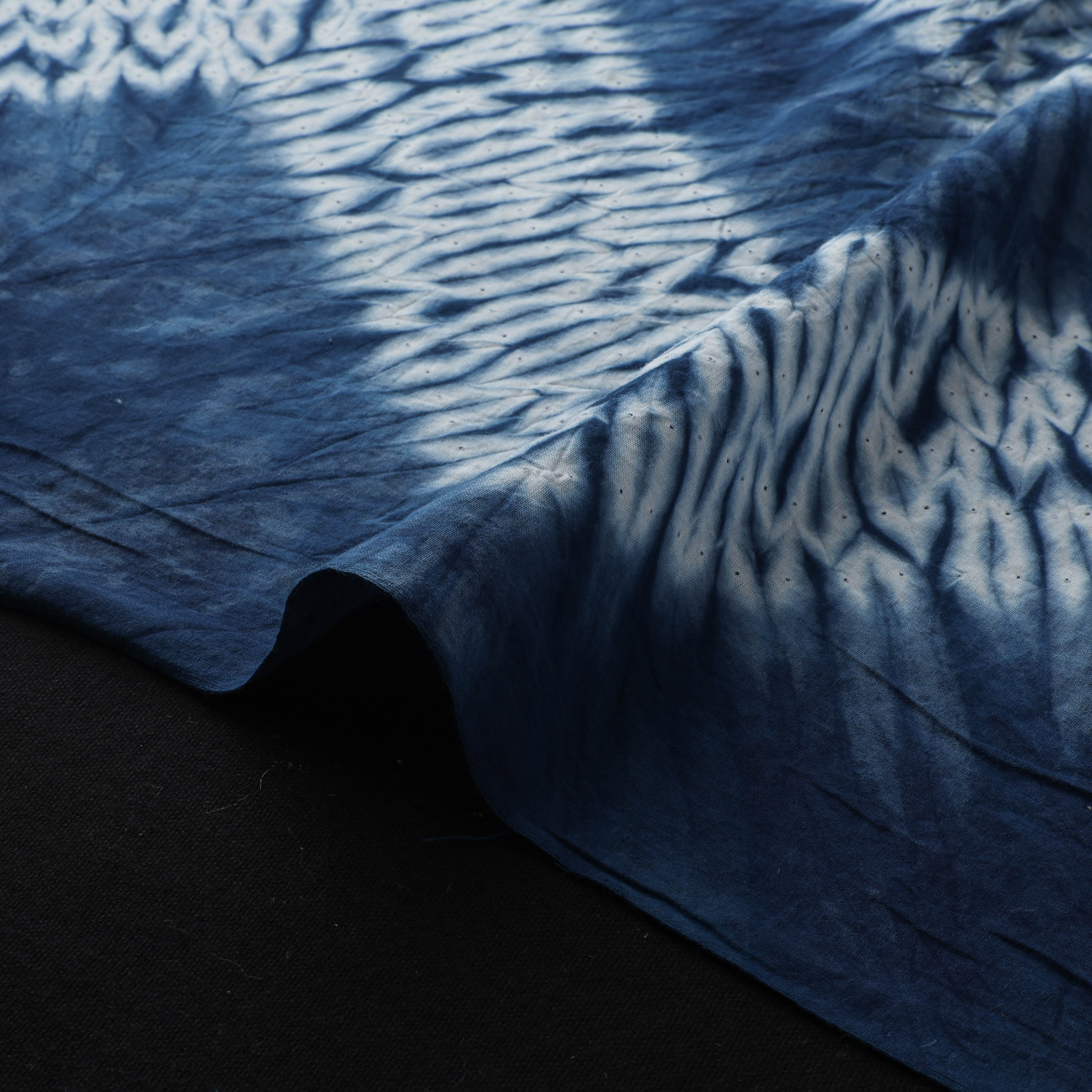 Blue - Shibori Tie-Dye Pure Cotton Fabric 12 - Image 4