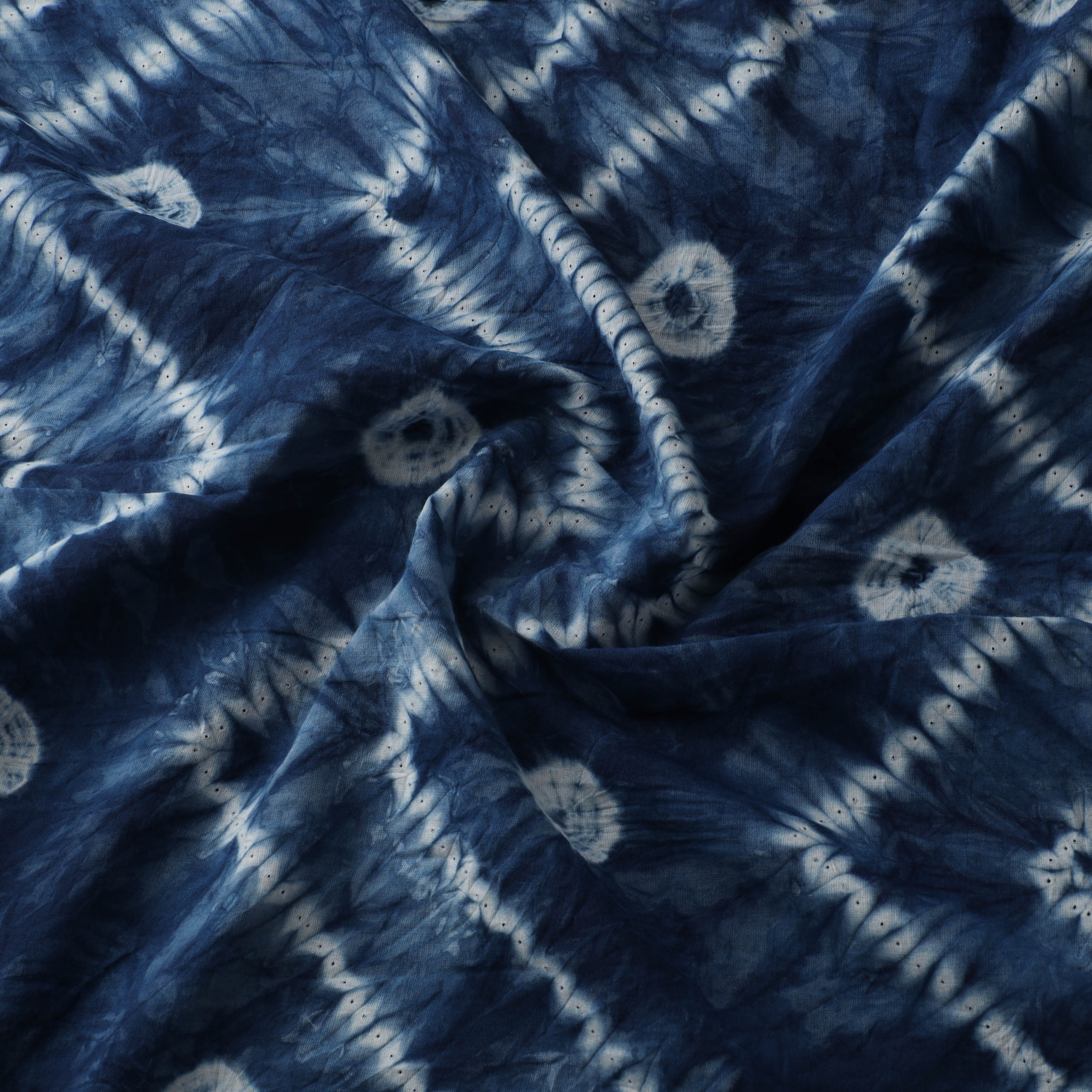 Blue - Shibori Tie-Dye Pure Cotton Fabric 13 - Image 3