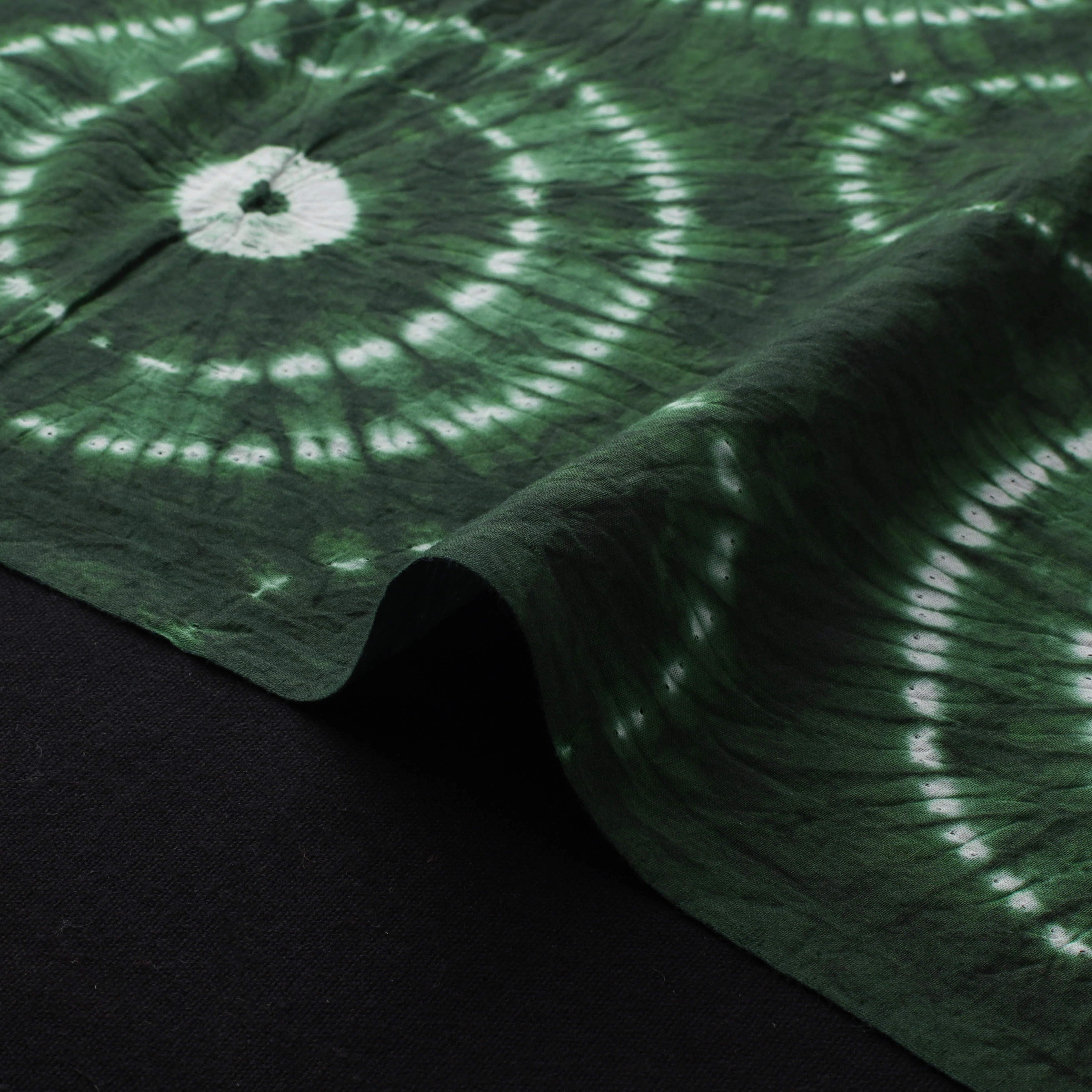Green - Shibori Tie-Dye Pure Cotton Fabric 14 - Image 4