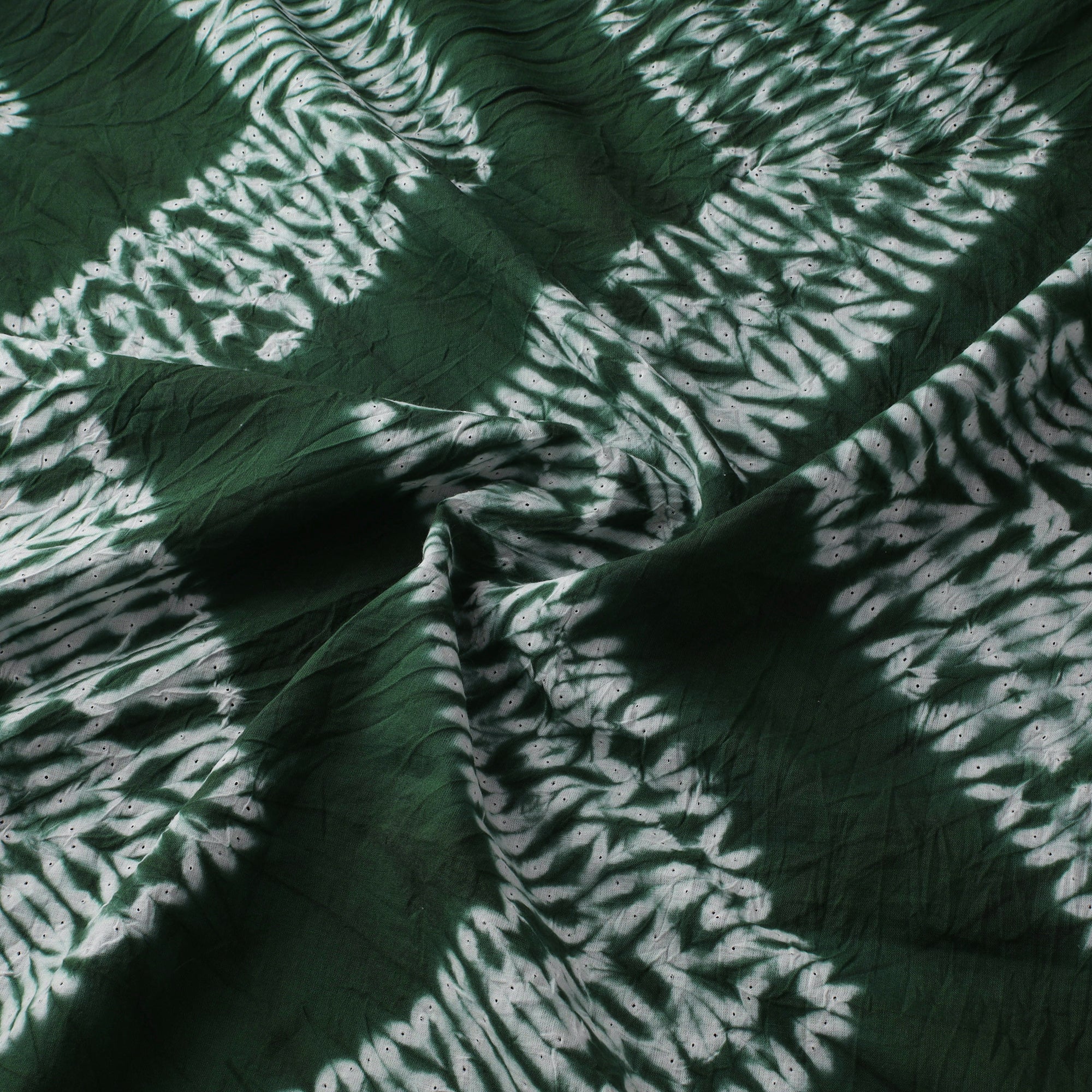 Green - Shibori Tie-Dye Pure Cotton Fabric 16 - Image 3