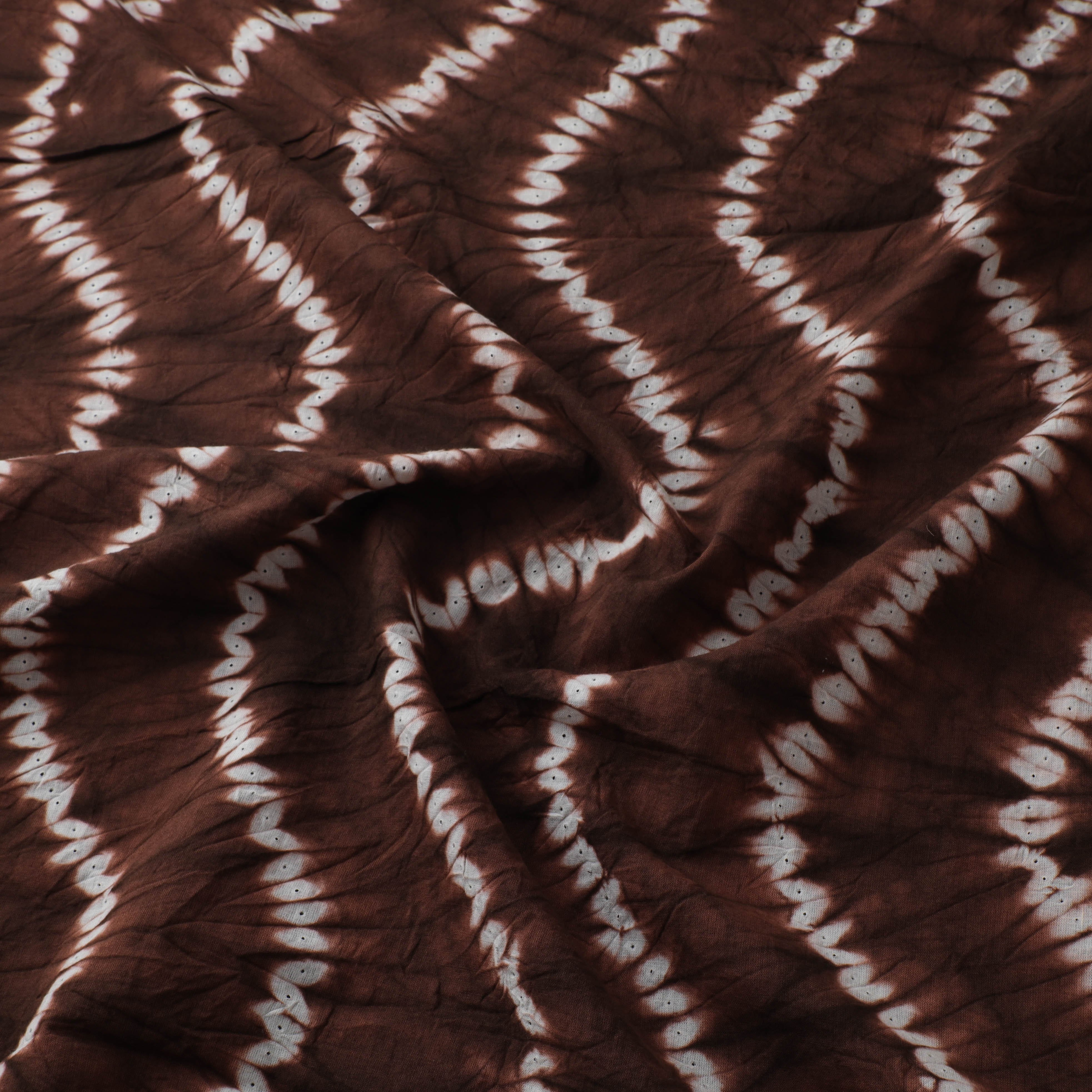 Brown - Shibori Tie-Dye Pure Cotton Fabric 17 - Image 3