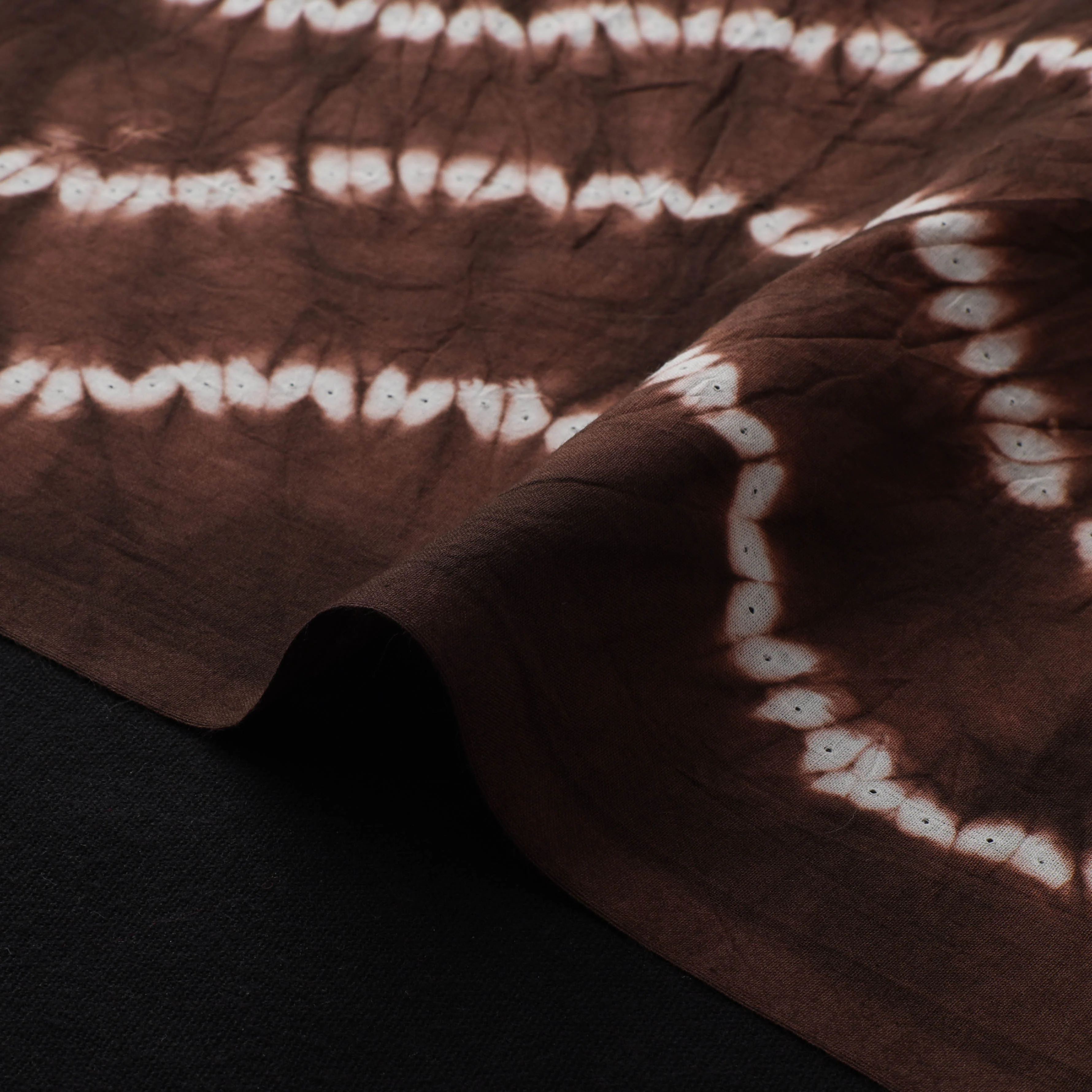 Brown - Shibori Tie-Dye Pure Cotton Fabric 17 - Image 4