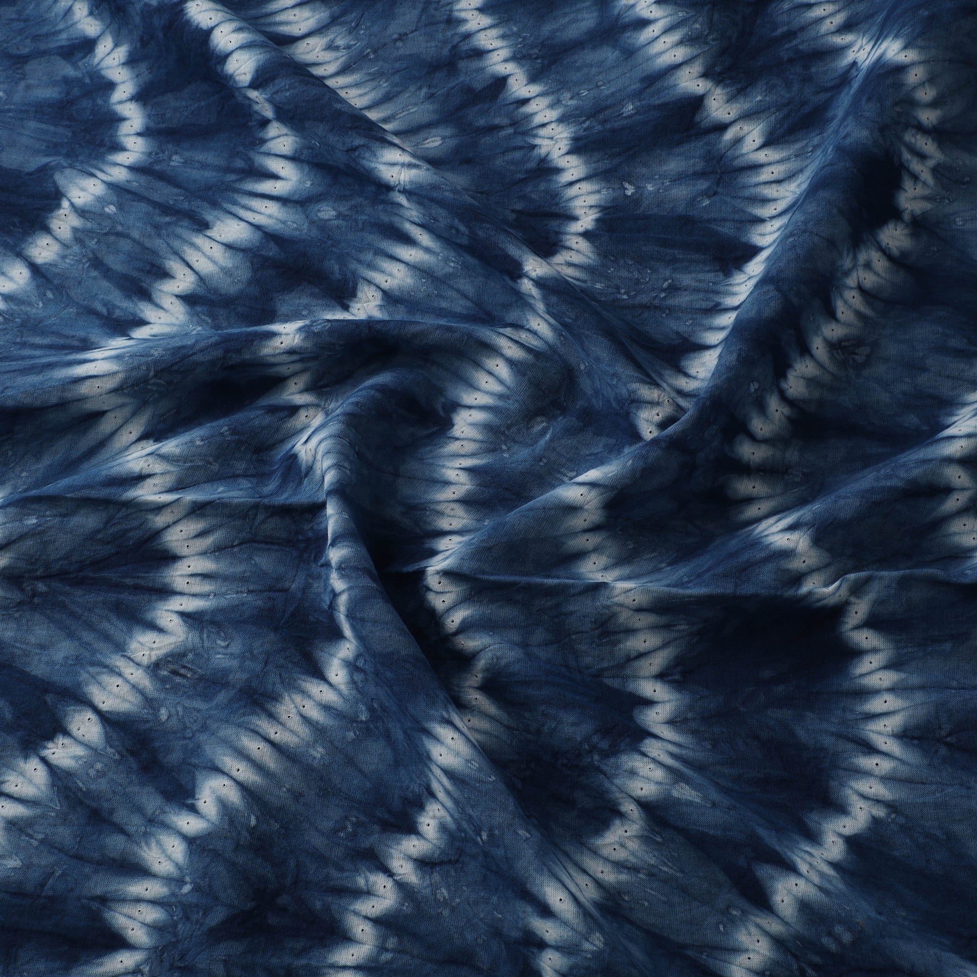 Blue - Shibori Tie-Dye Pure Cotton Fabric 18 - Image 3