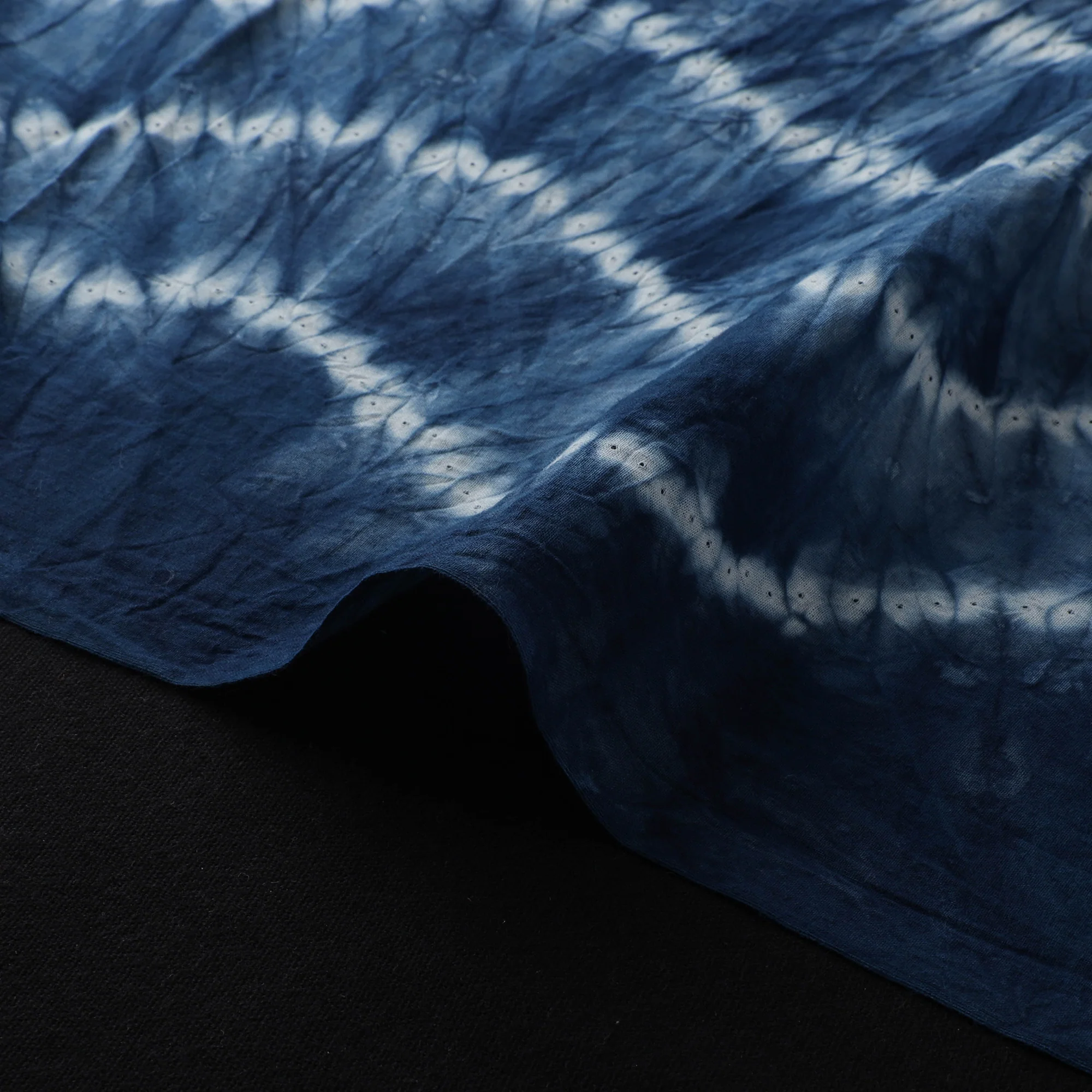 Blue - Shibori Tie-Dye Pure Cotton Fabric 18 - Image 4