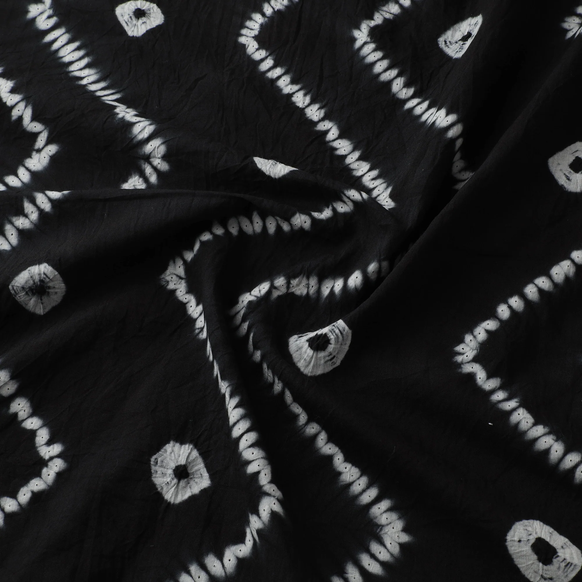 Black - Shibori Tie-Dye Pure Cotton Fabric 22 - Image 3