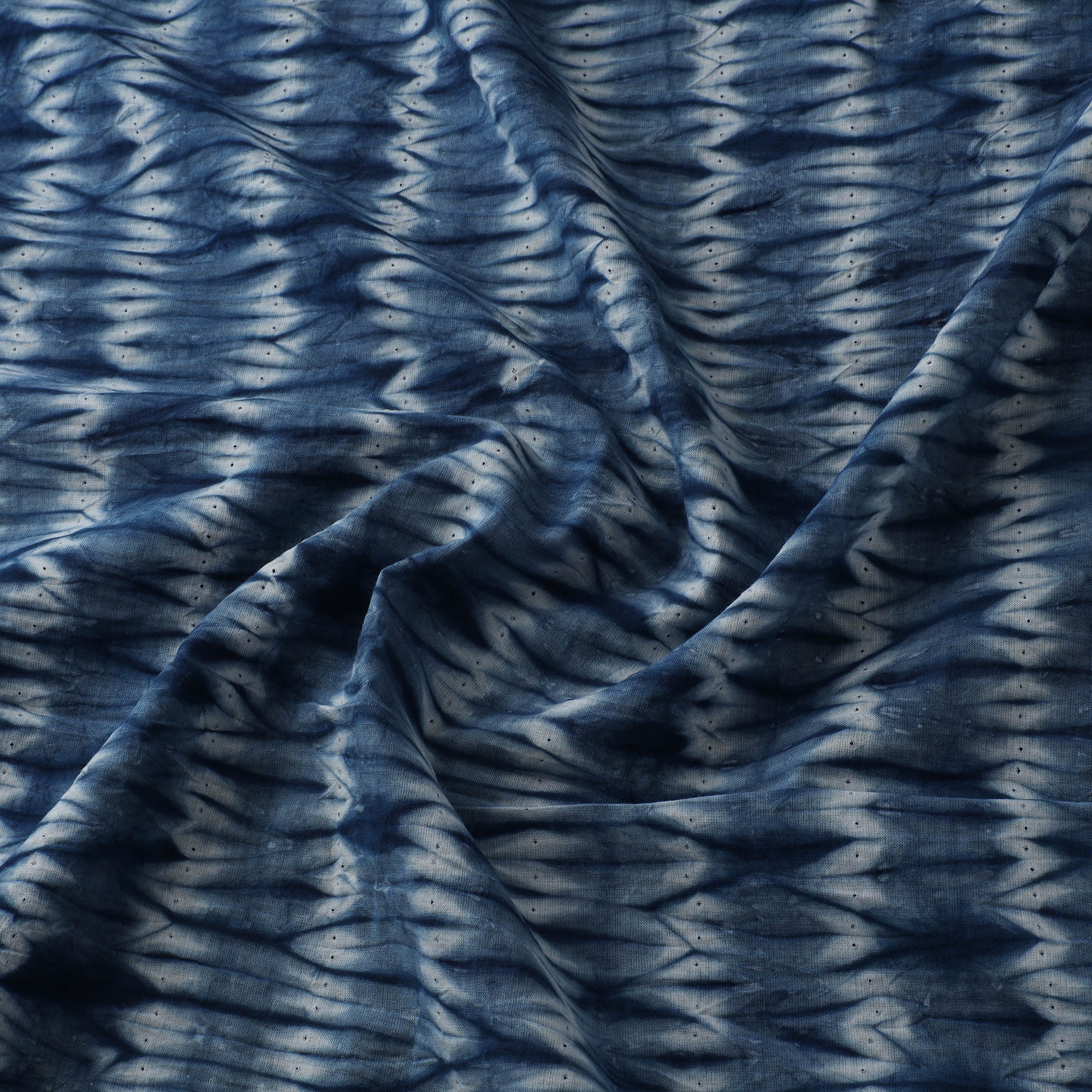 Blue - Shibori Tie-Dye Pure Cotton Fabric 25 - Image 3