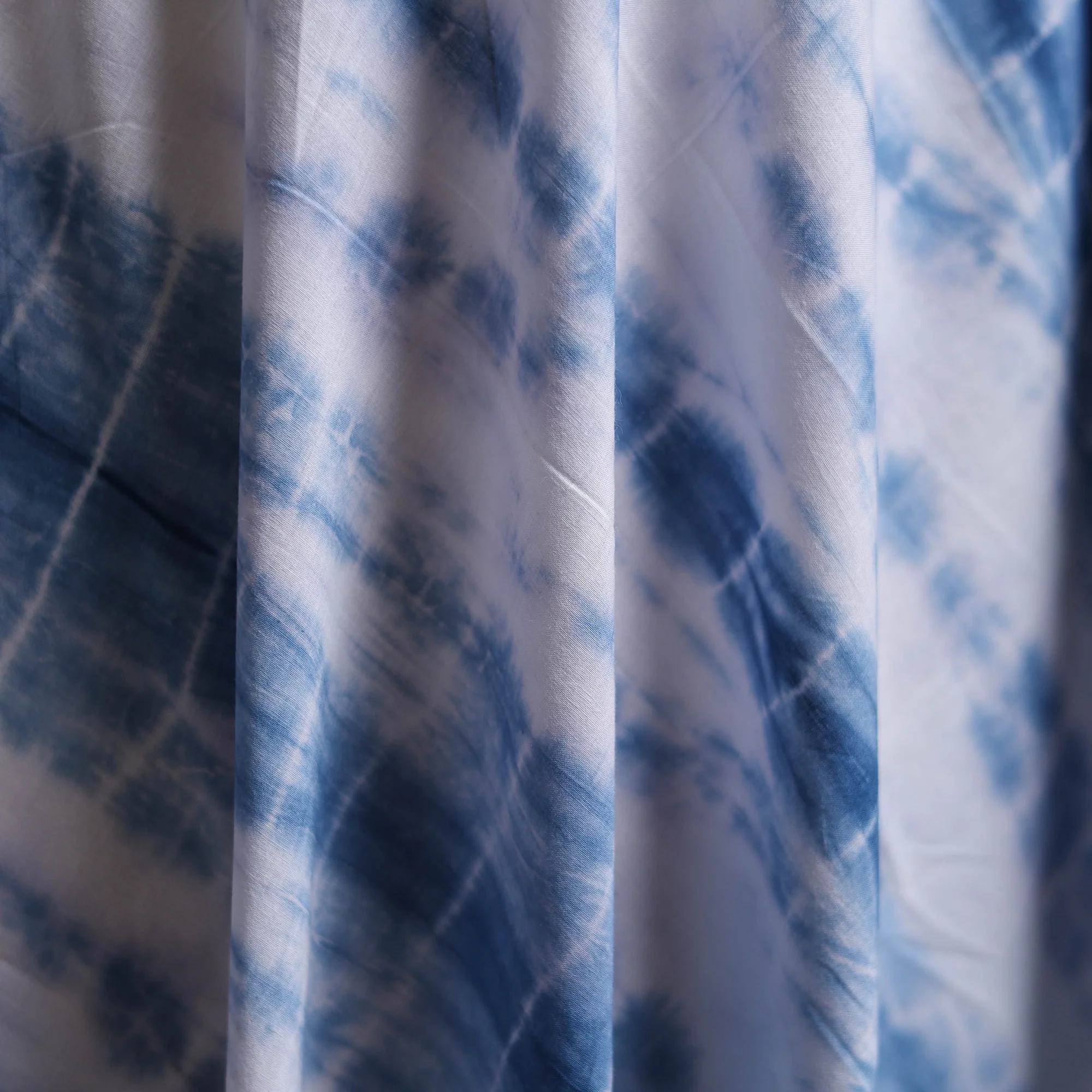 Blue - Shibori Tie-Dye Pure Mul Cotton Fabric 07 - Image 3
