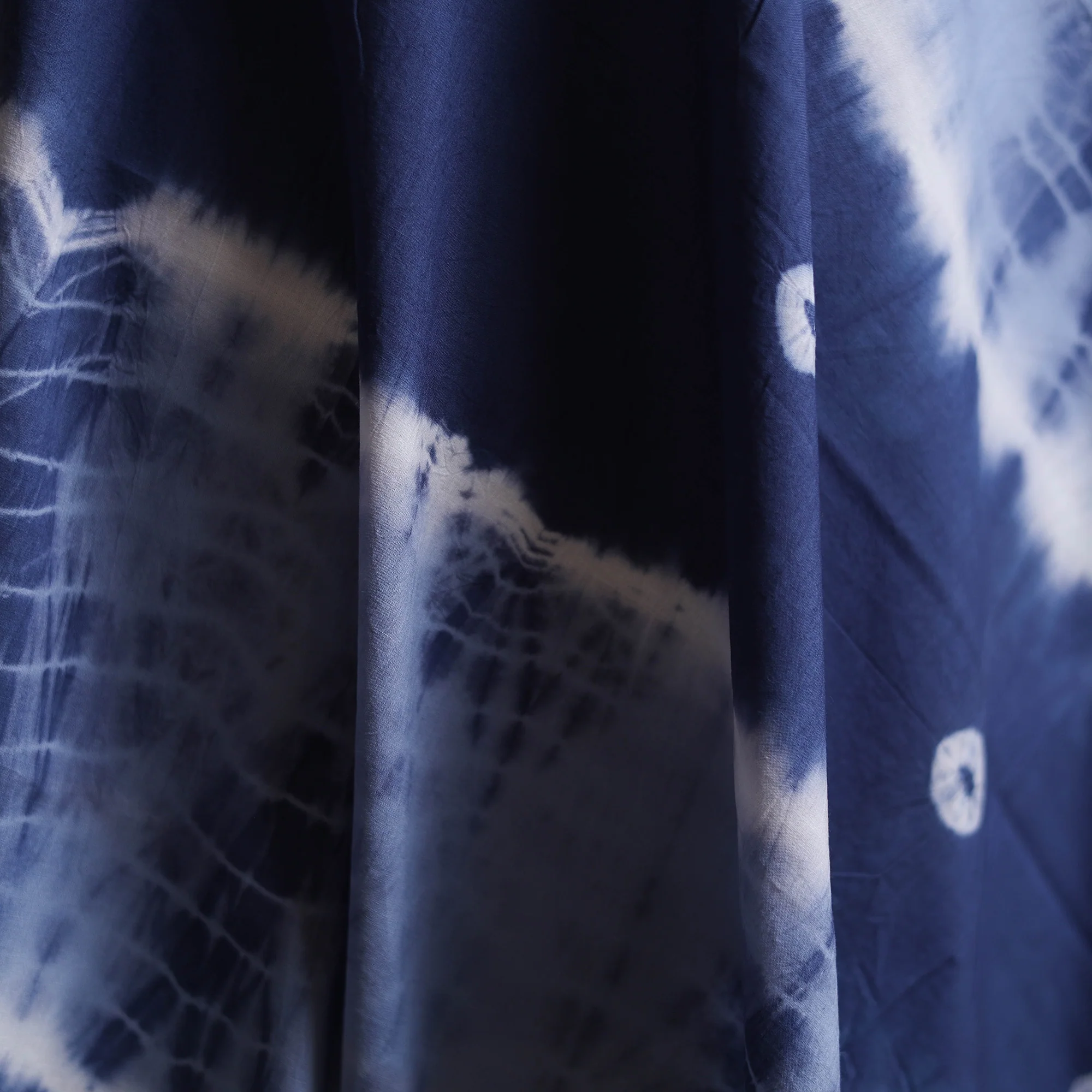 Blue - Shibori Tie-Dye Pure Mul Cotton Fabric 13 - Image 3