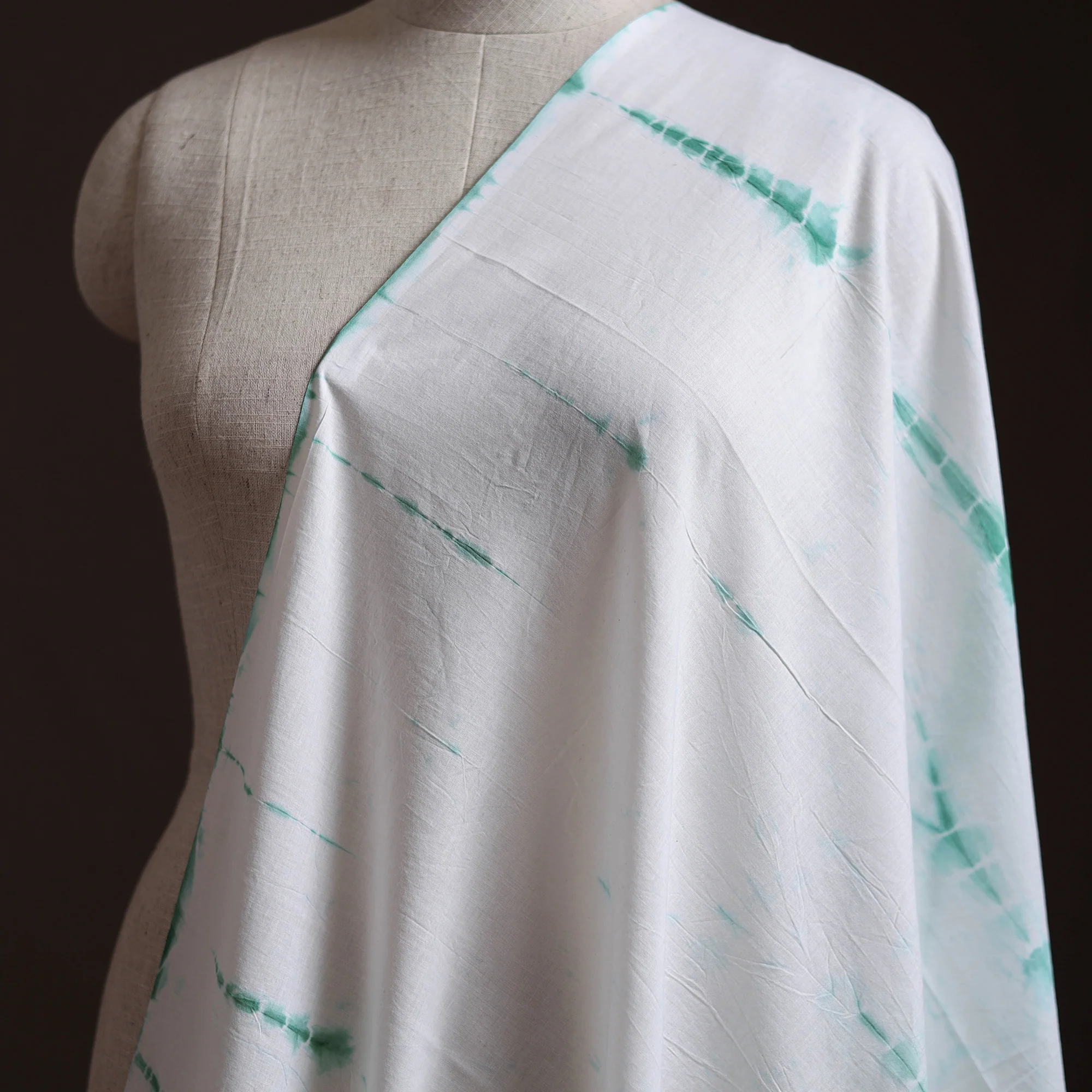 White - Shibori Tie-Dye Pure Mul Cotton Fabric 21 - Image 2