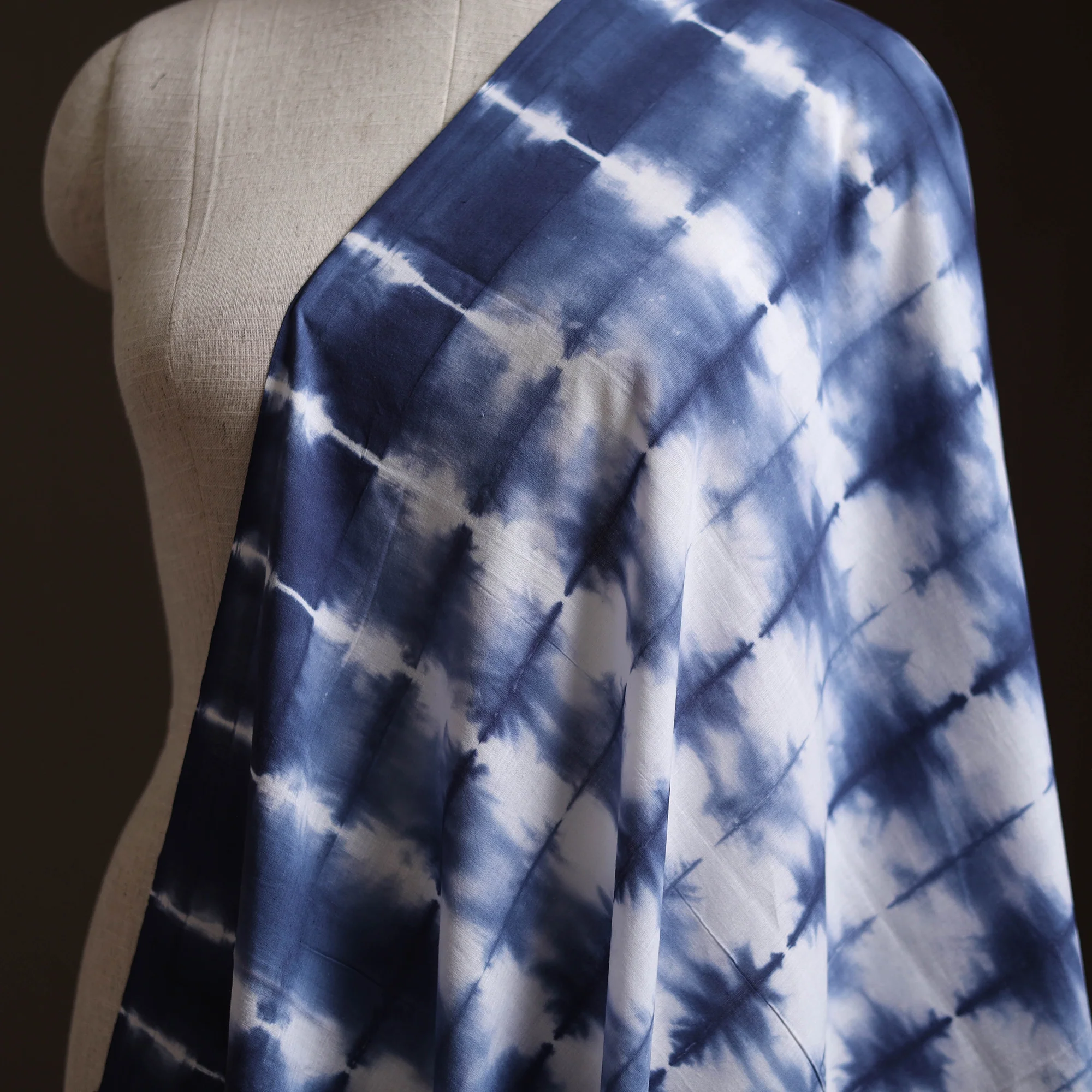 Blue - Shibori Tie-Dye Pure Mul Cotton Fabric 30 - Image 2
