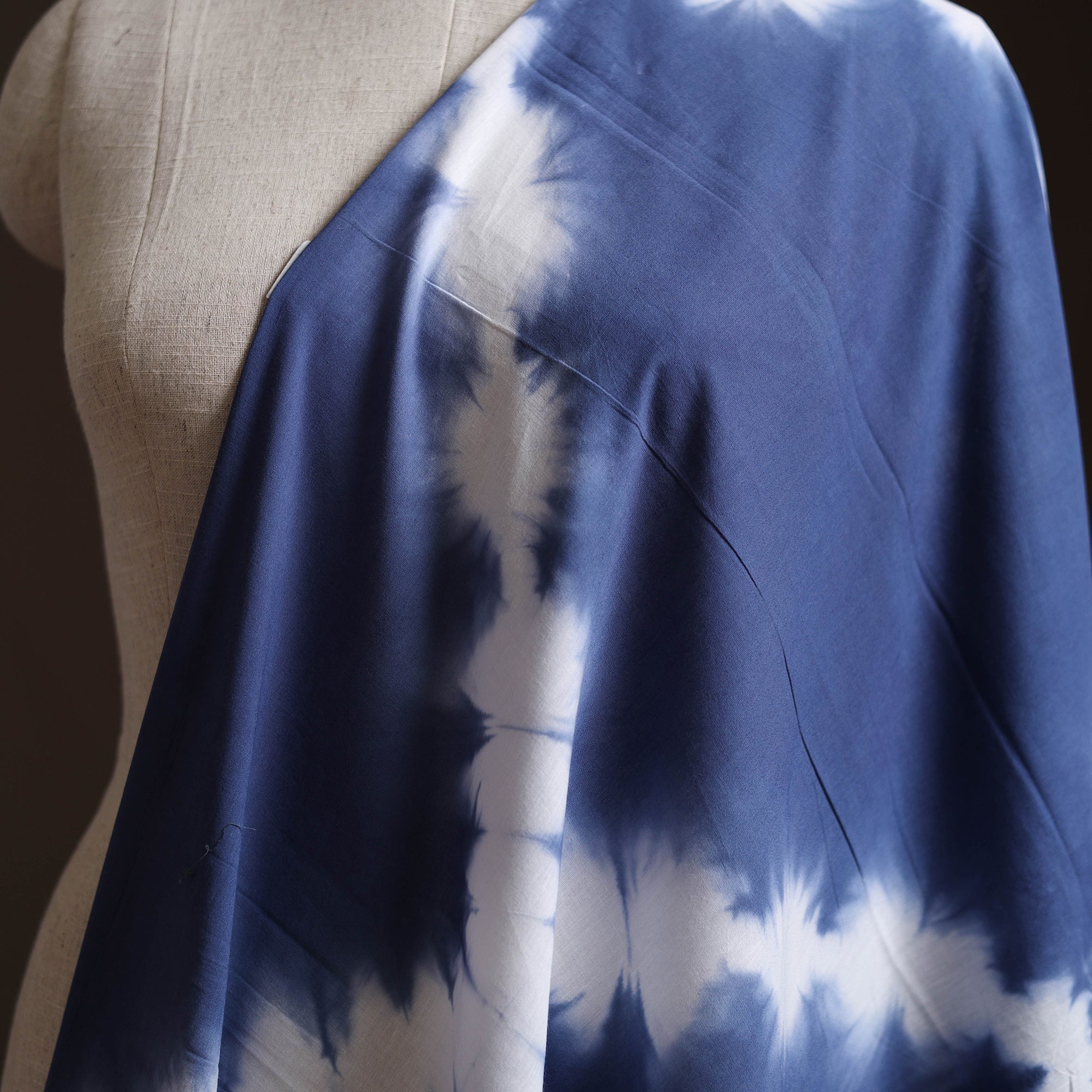 Blue - Shibori Tie-Dye Pure Mul Cotton Fabric 31 - Image 2