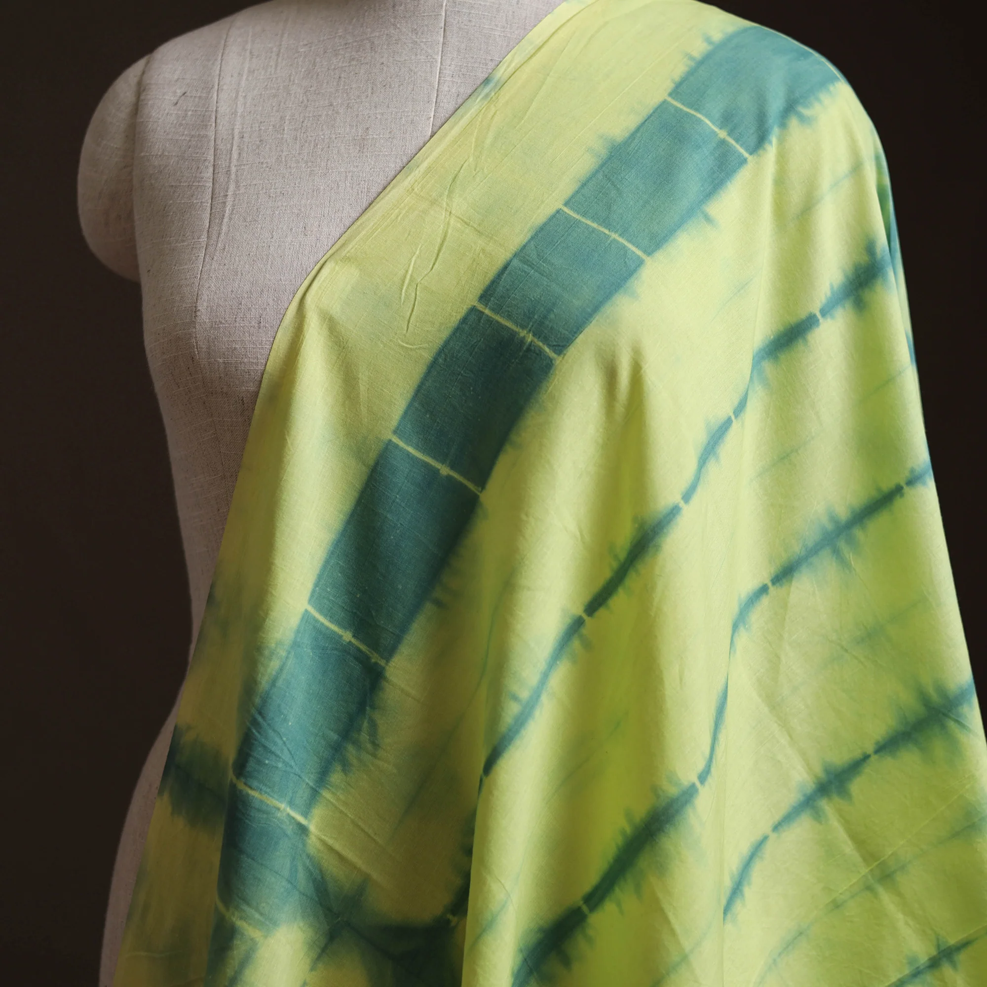 Green - Shibori Tie-Dye Pure Mul Cotton Fabric 33 - Image 2