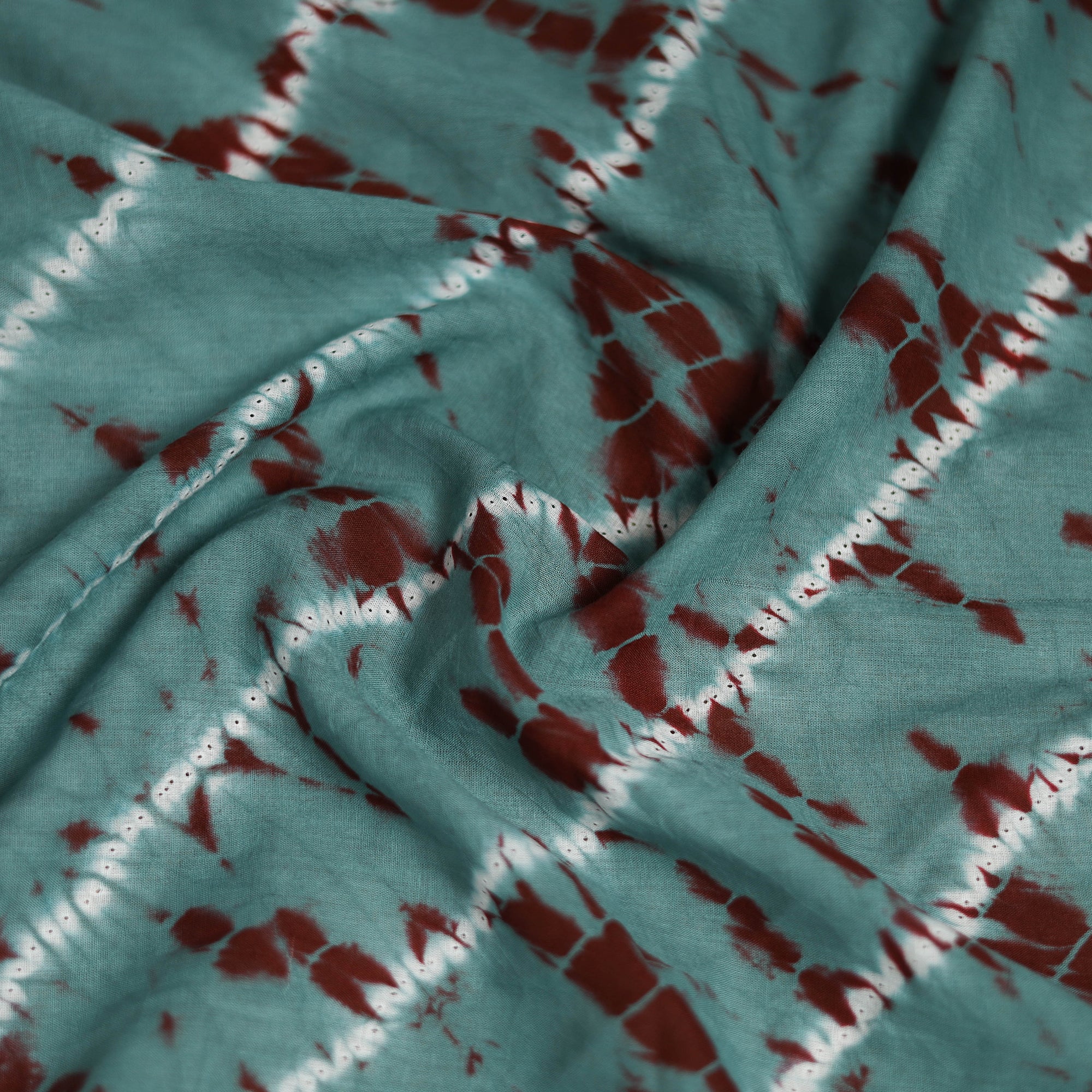 Green - Shibori Tie-Dye Pure Mul Cotton Scarf 04 - Image 3