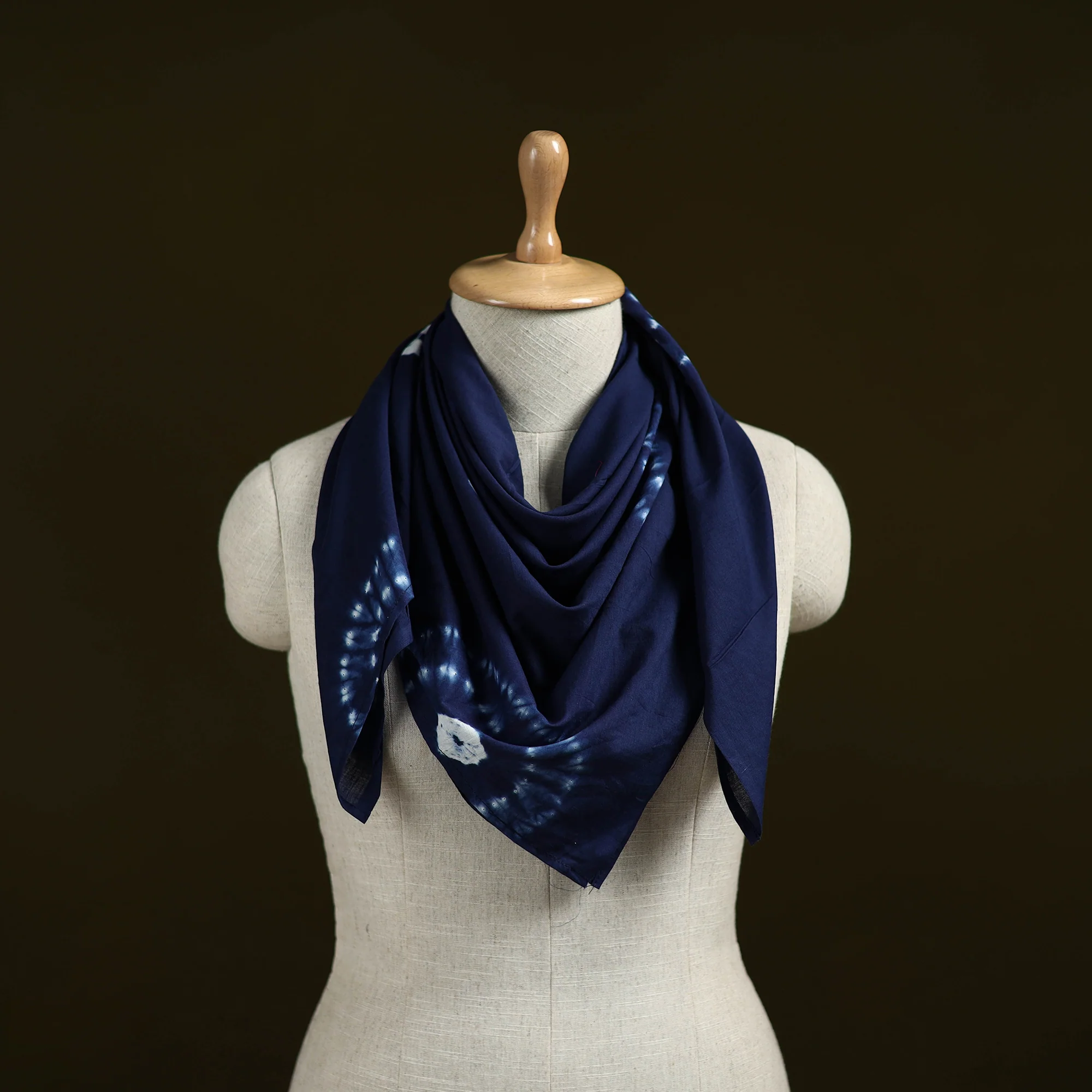 Blue - Shibori Tie-Dye Pure Mul Cotton Scarf 08